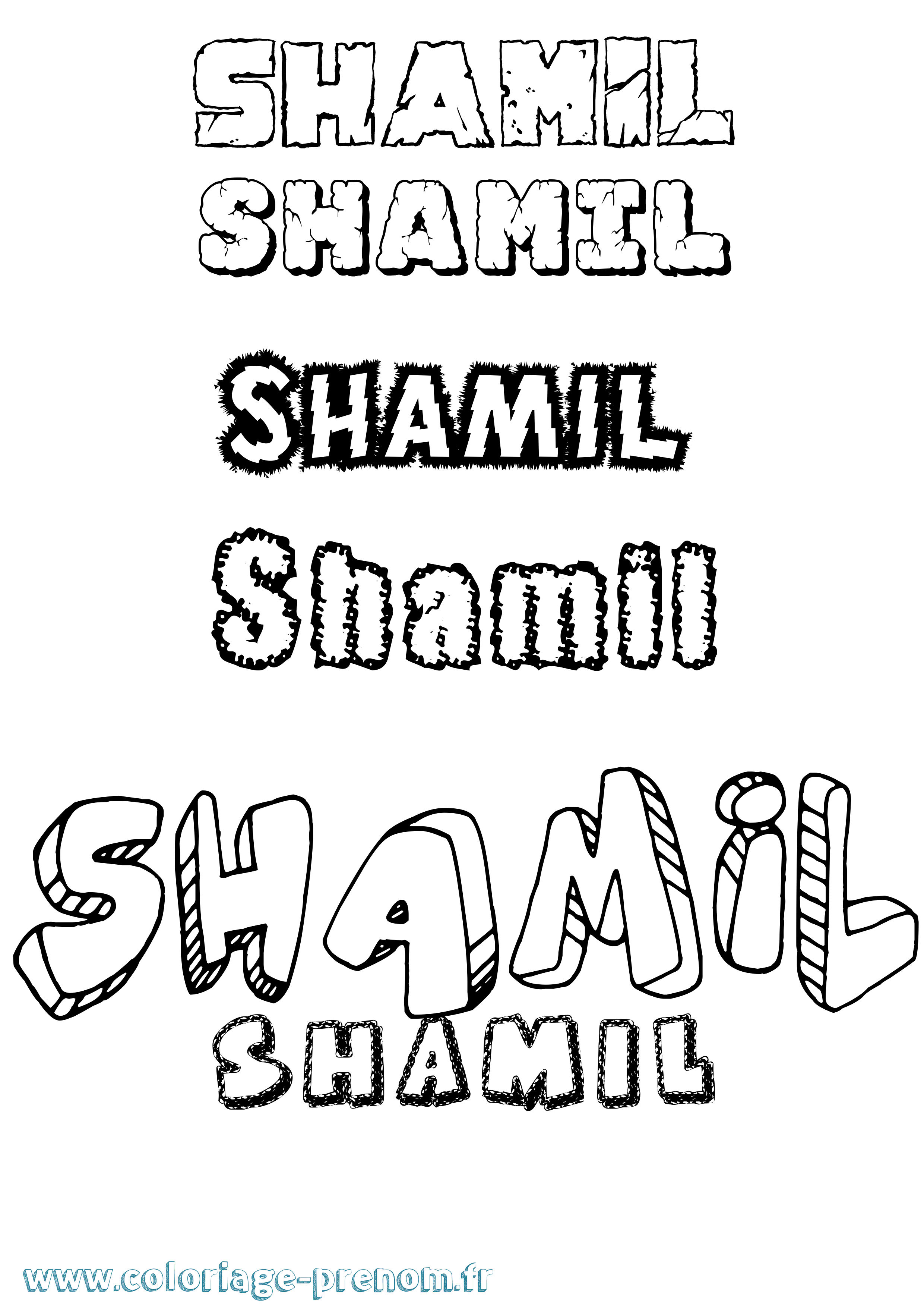 Coloriage Shamil Destructuré Coloriage prénom Shamil Destructuré