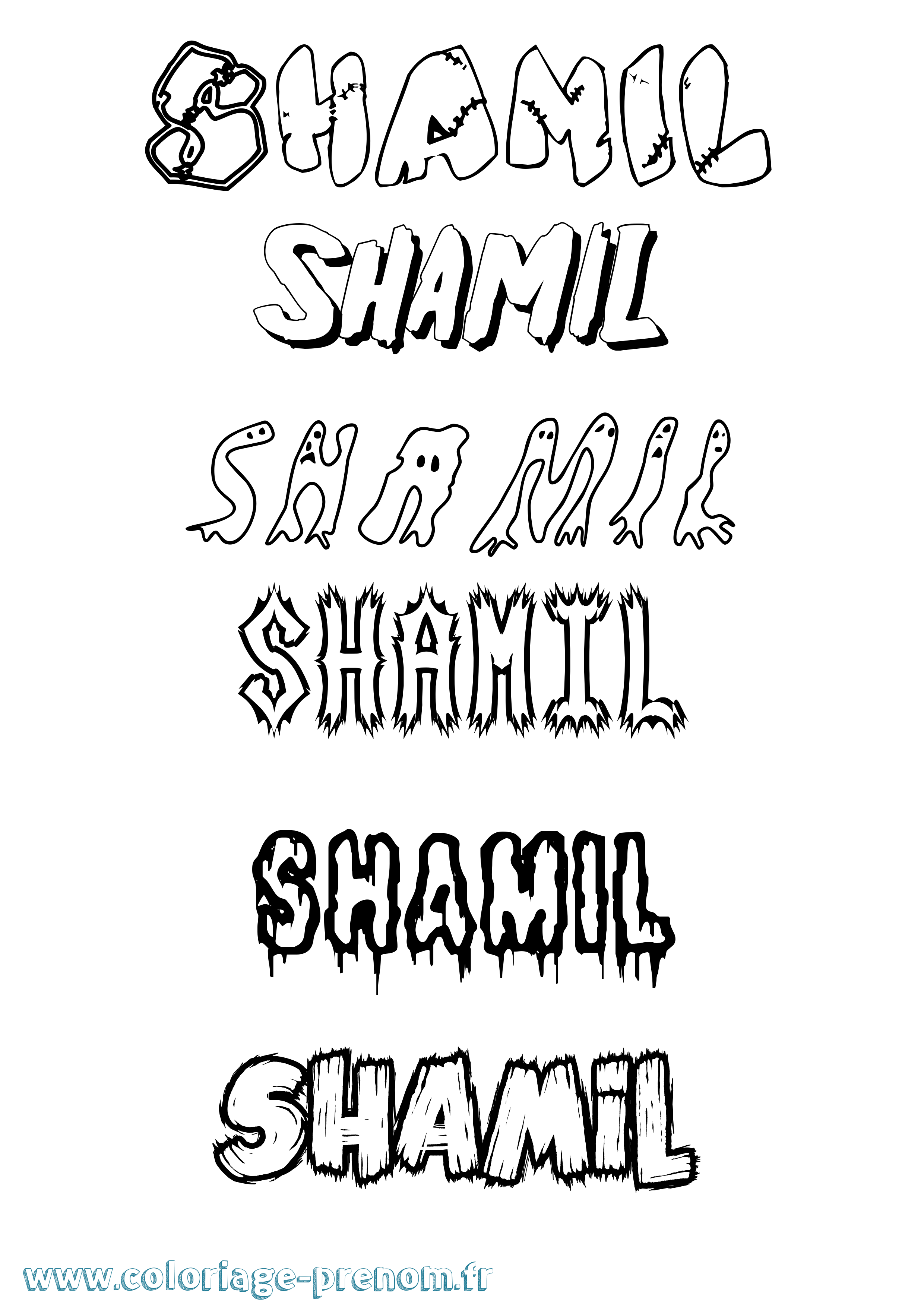 Coloriage Shamil Frisson Coloriage prénom Shamil Frisson