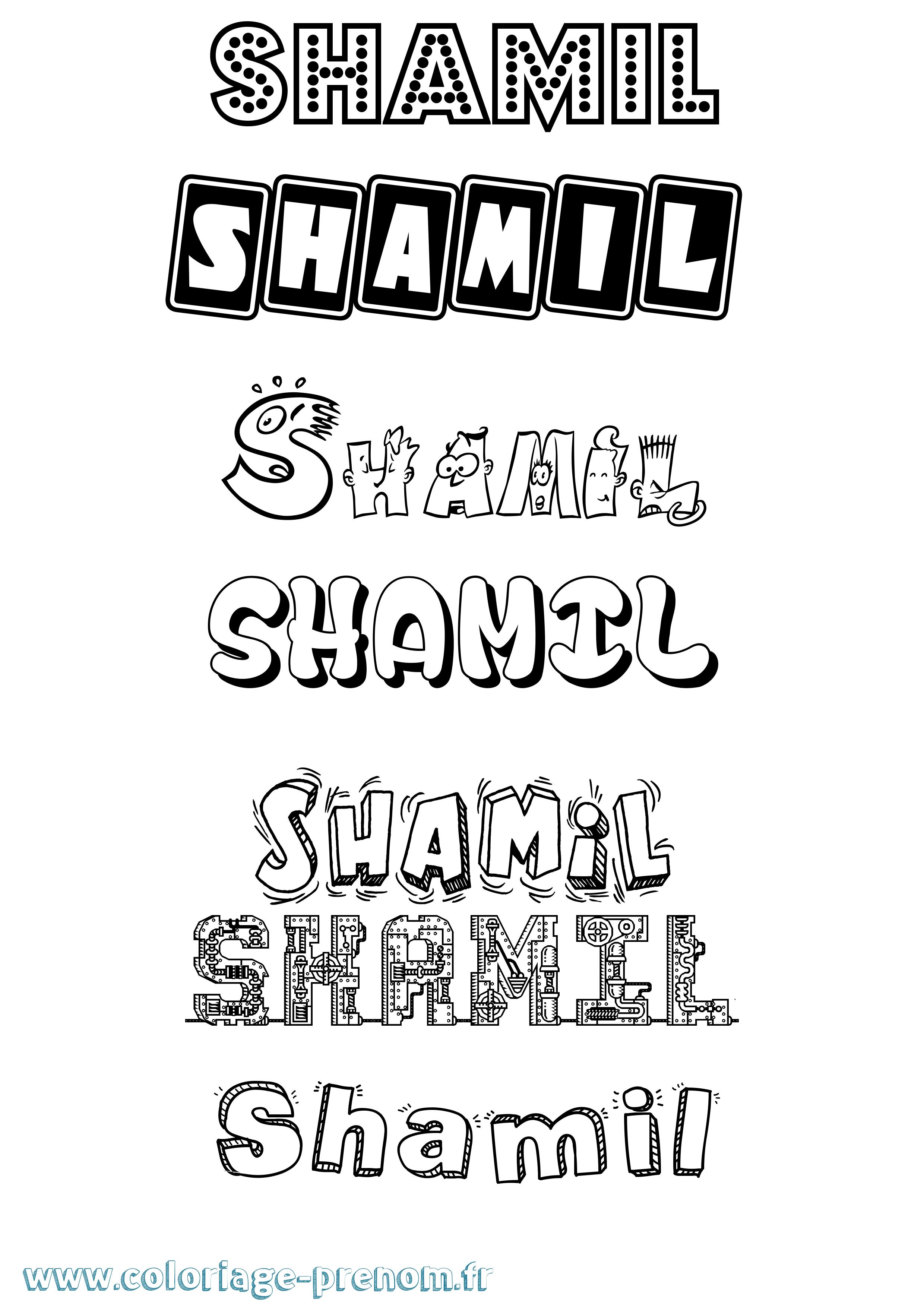 Coloriage Shamil Fun Coloriage prénom Shamil Fun