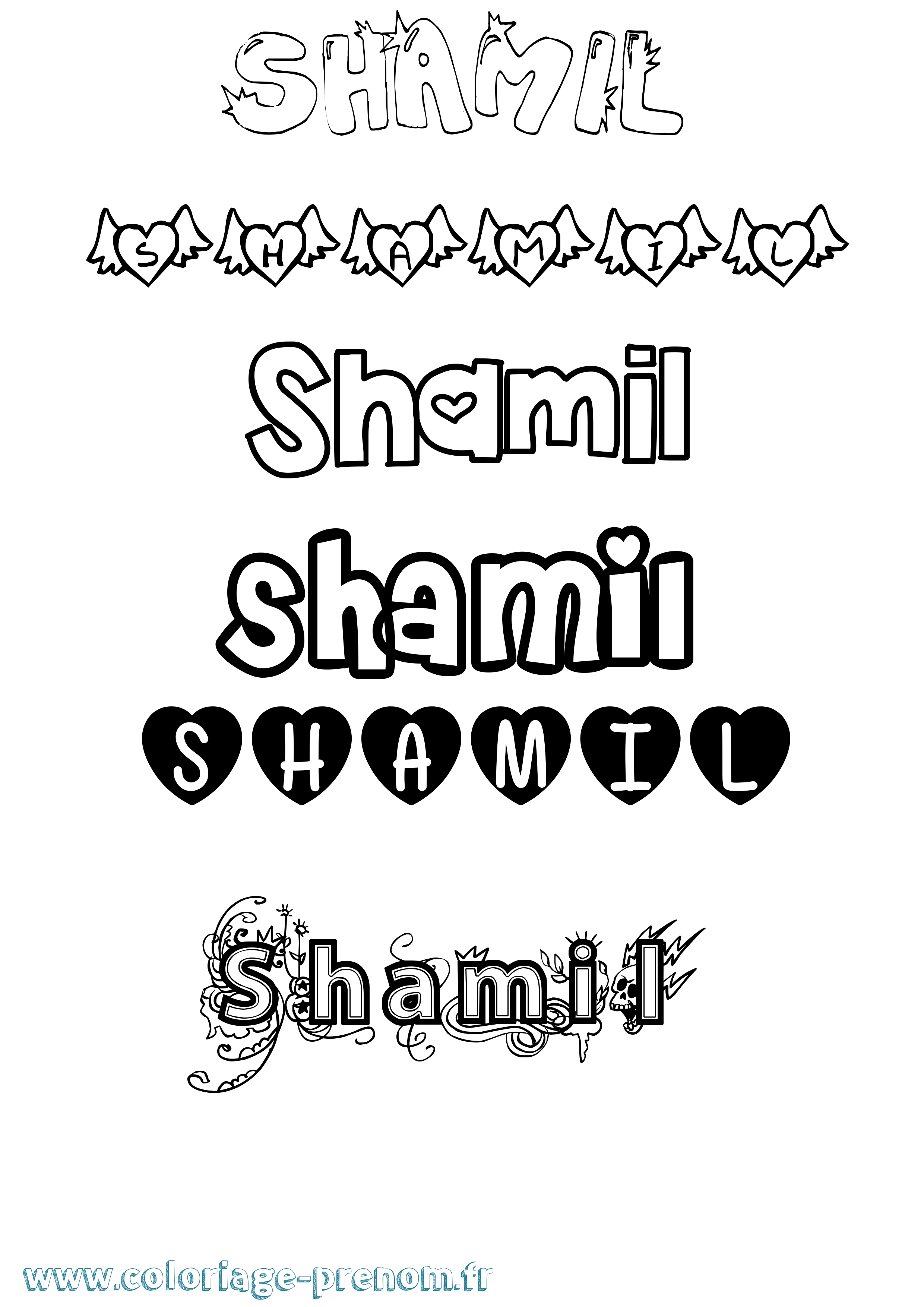 Coloriage Shamil Girly Coloriage prénom Shamil Girly