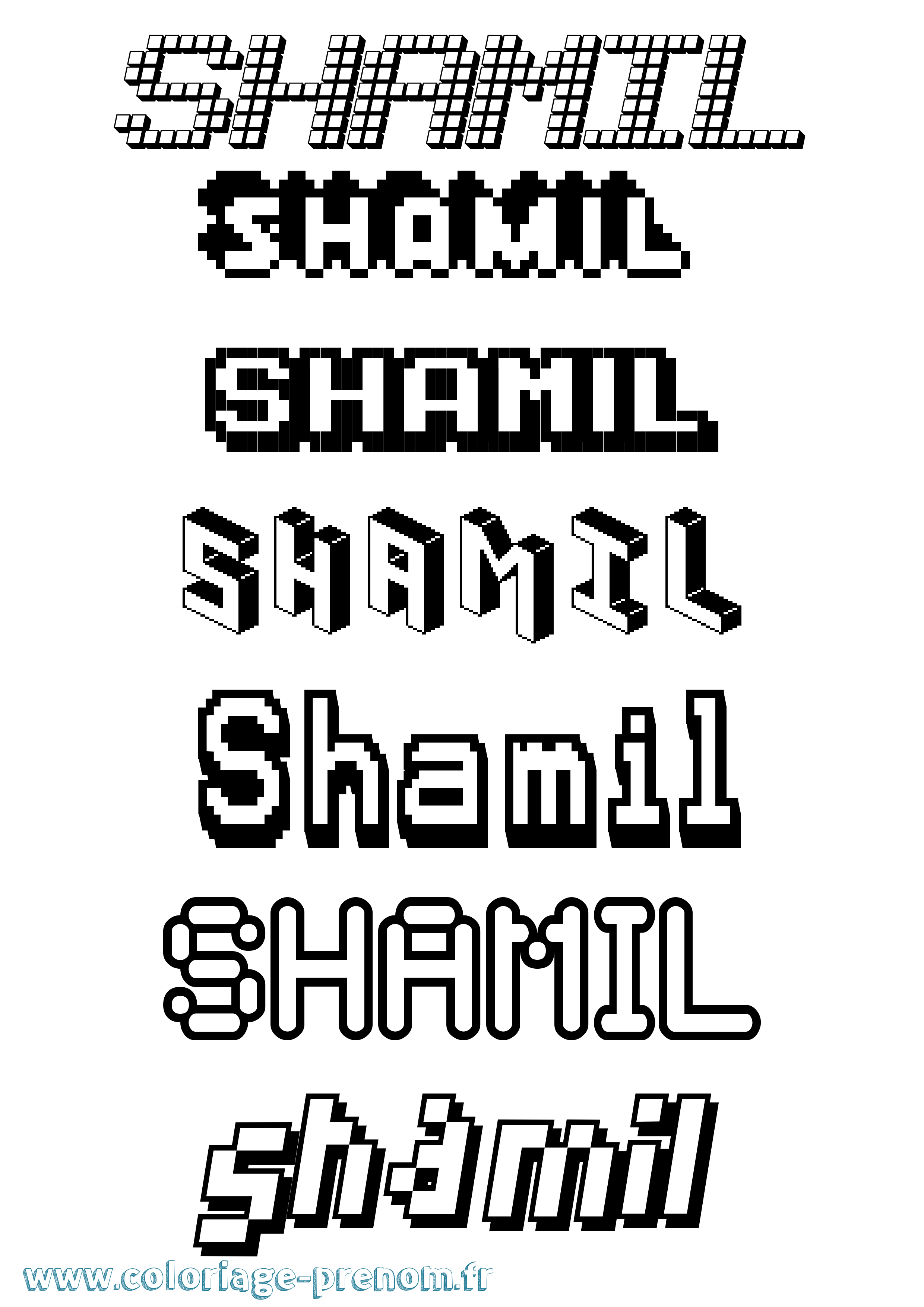 Coloriage Shamil Pixel Coloriage prénom Shamil Pixel