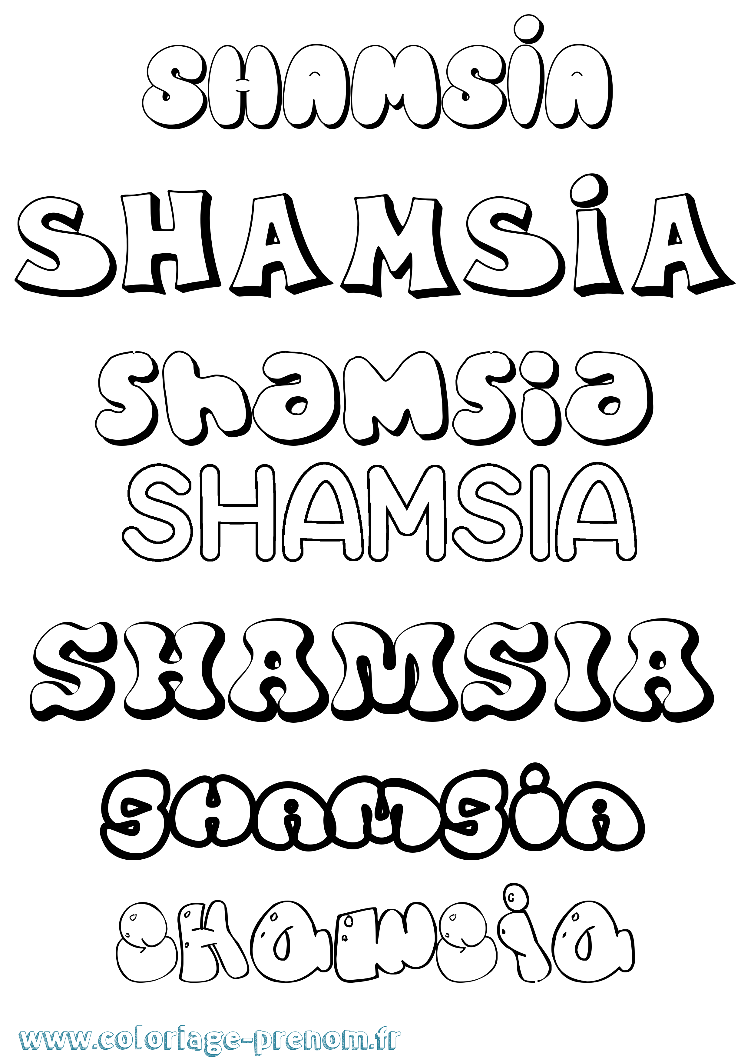 Coloriage Shamsia Bubble Coloriage prénom Shamsia Bubble