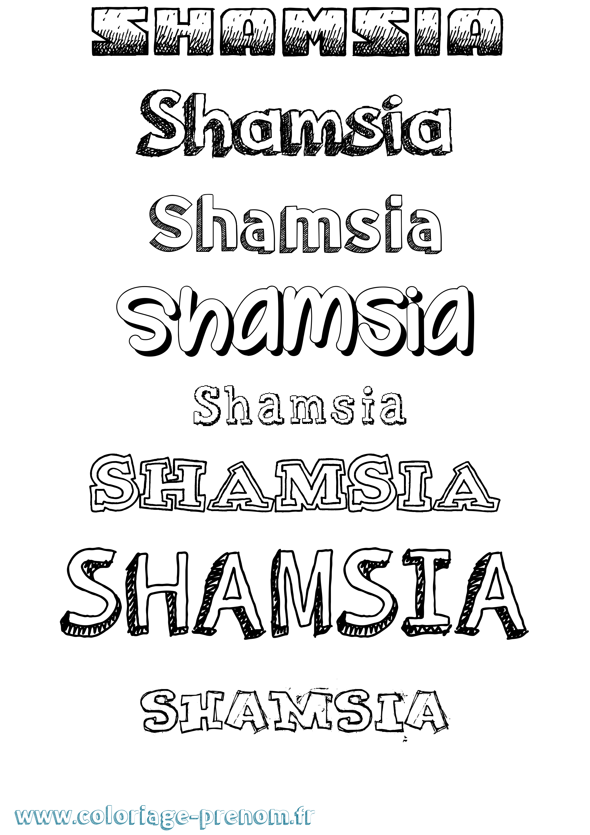 Coloriage Shamsia Dessiné Coloriage prénom Shamsia Dessiné
