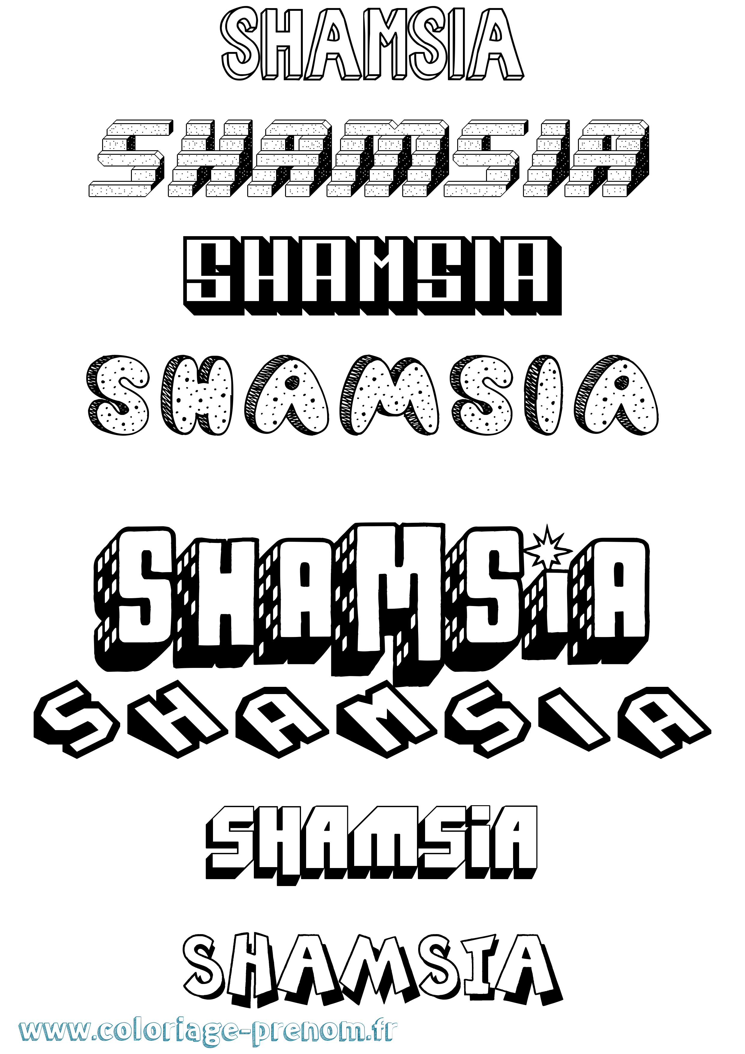 Coloriage Shamsia Effet 3D Coloriage prénom Shamsia Effet 3D