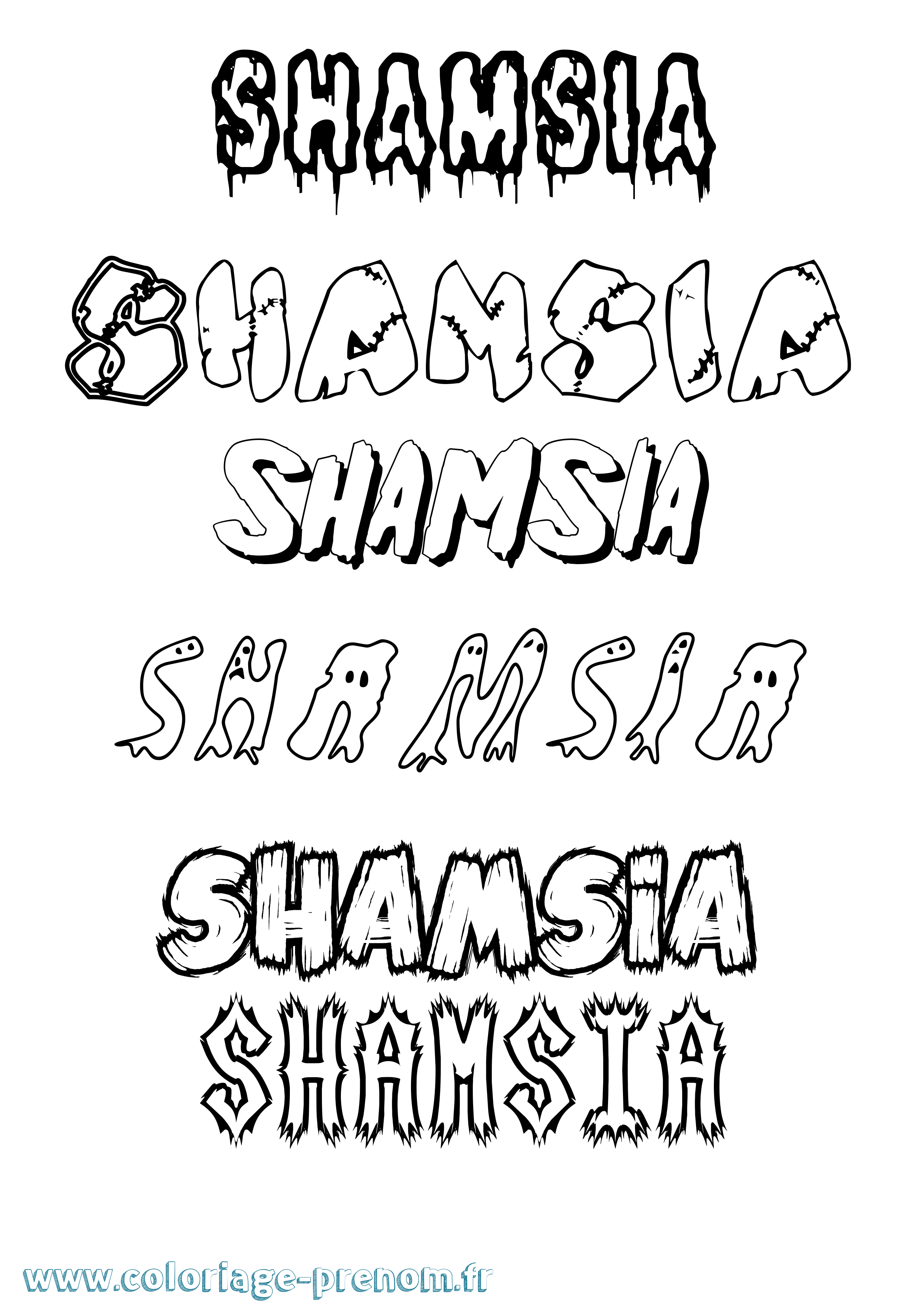 Coloriage Shamsia Frisson Coloriage prénom Shamsia Frisson