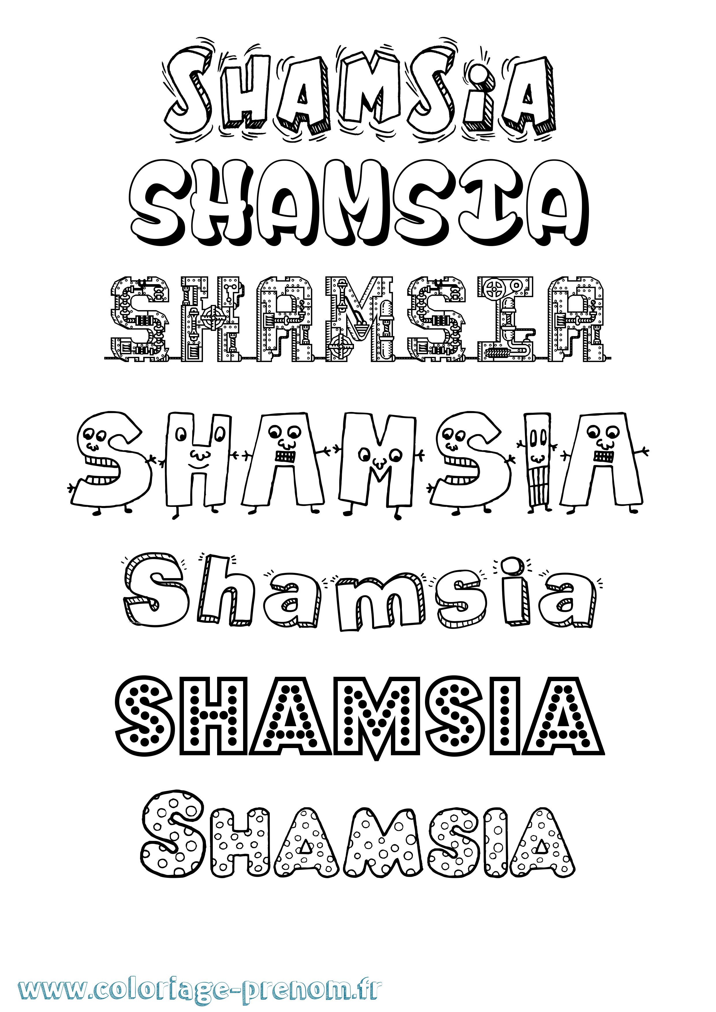 Coloriage Shamsia Fun Coloriage prénom Shamsia Fun