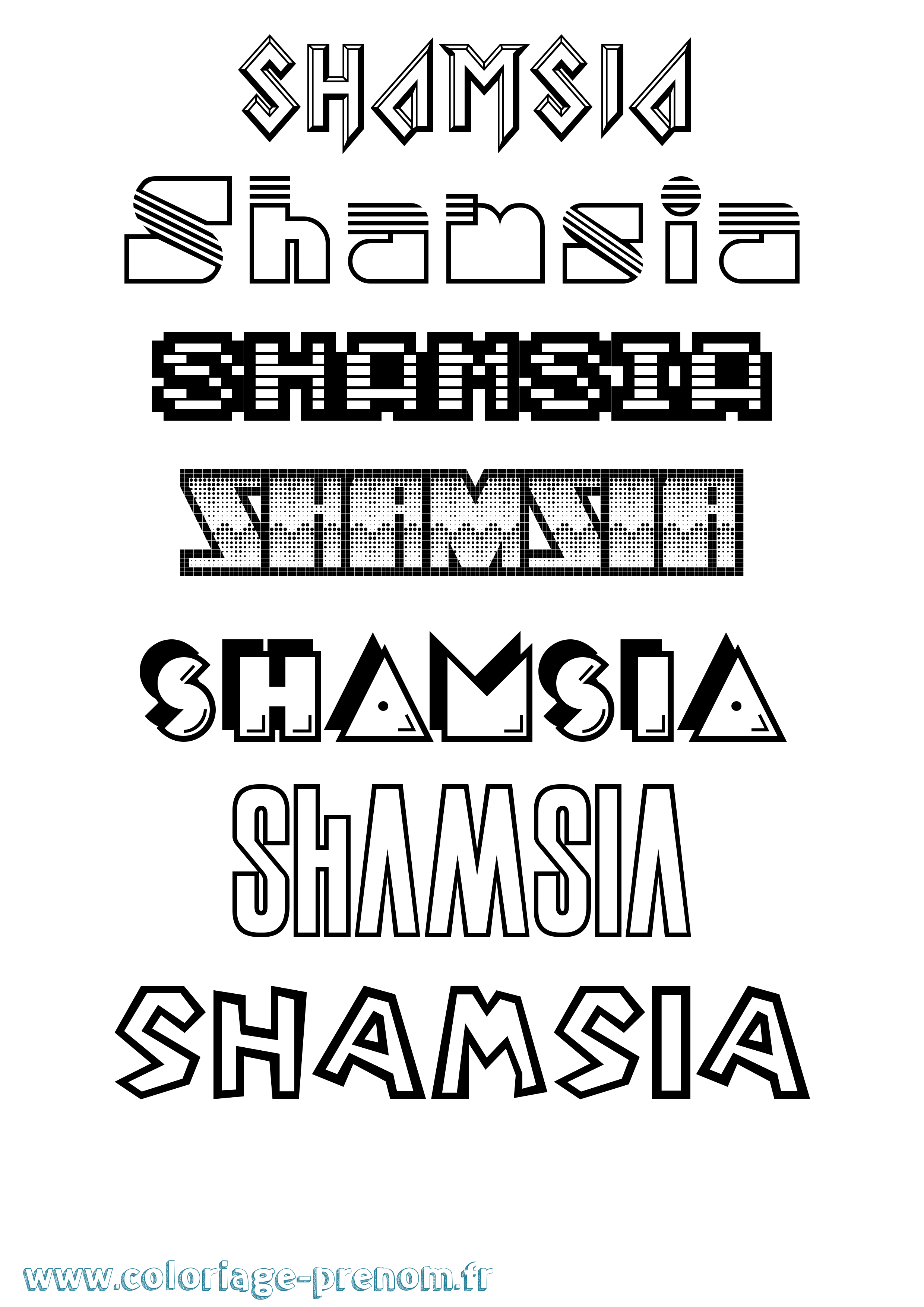Coloriage Shamsia Jeux Vidéos Coloriage prénom Shamsia Jeux Vidéos