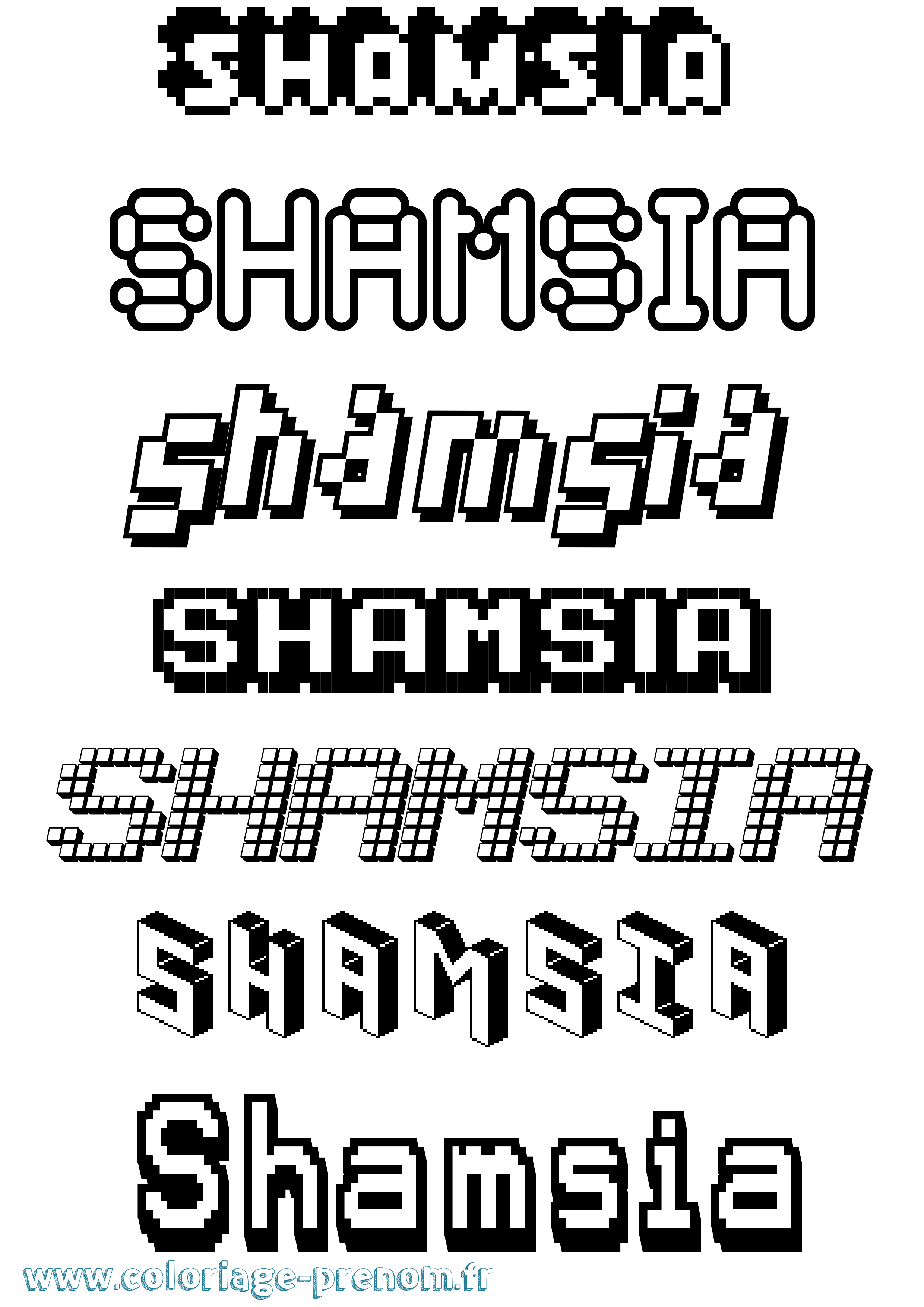 Coloriage Shamsia Pixel Coloriage prénom Shamsia Pixel
