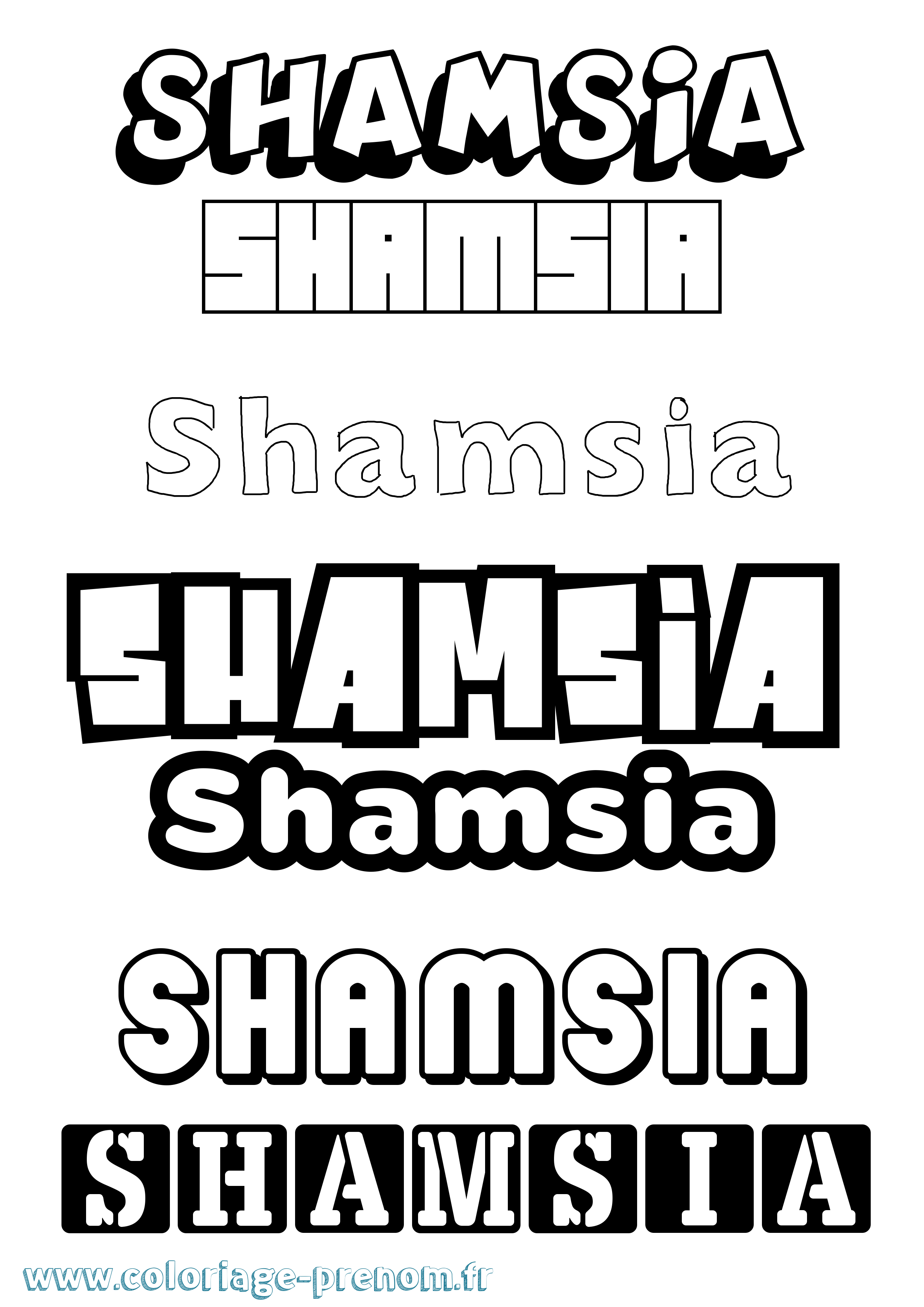 Coloriage Shamsia Simple Coloriage prénom Shamsia Simple
