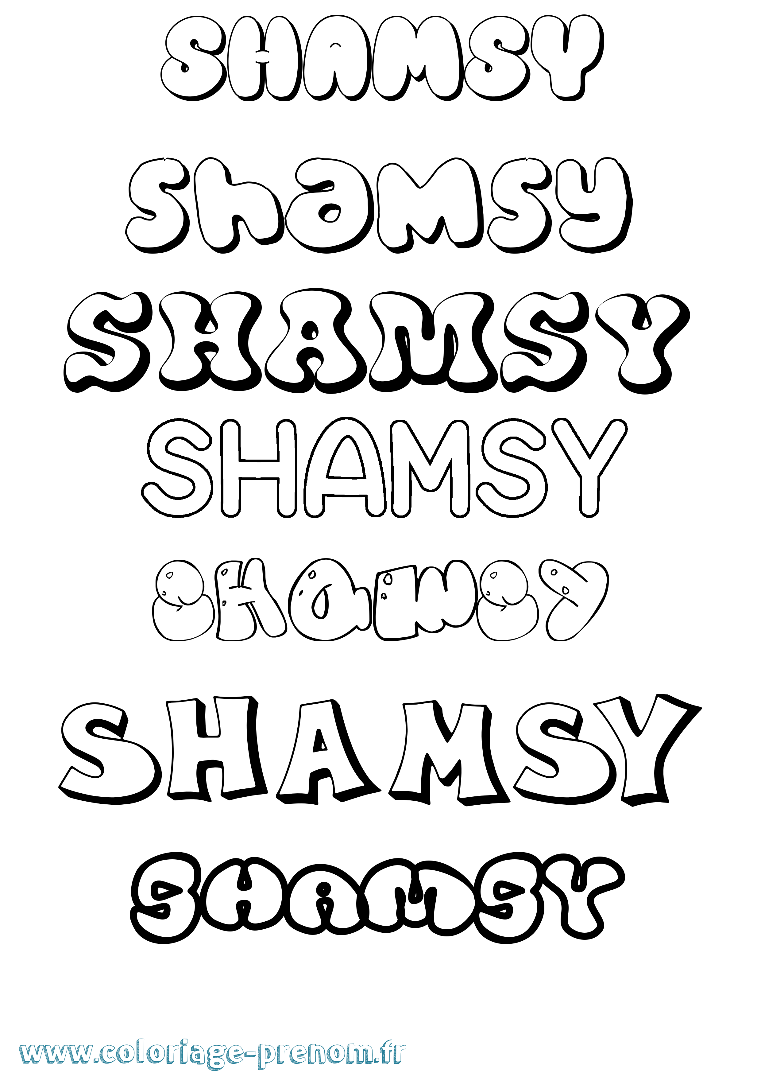 Coloriage Shamsy Bubble Coloriage prénom Shamsy Bubble