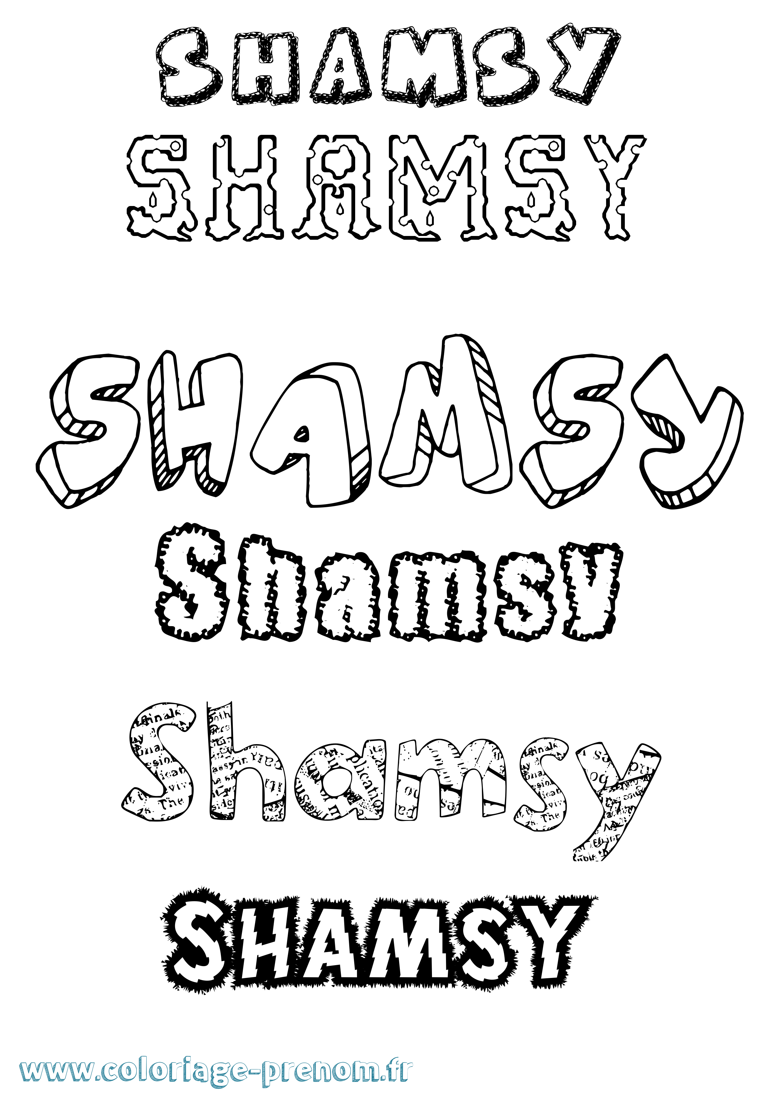 Coloriage Shamsy Destructuré Coloriage prénom Shamsy Destructuré