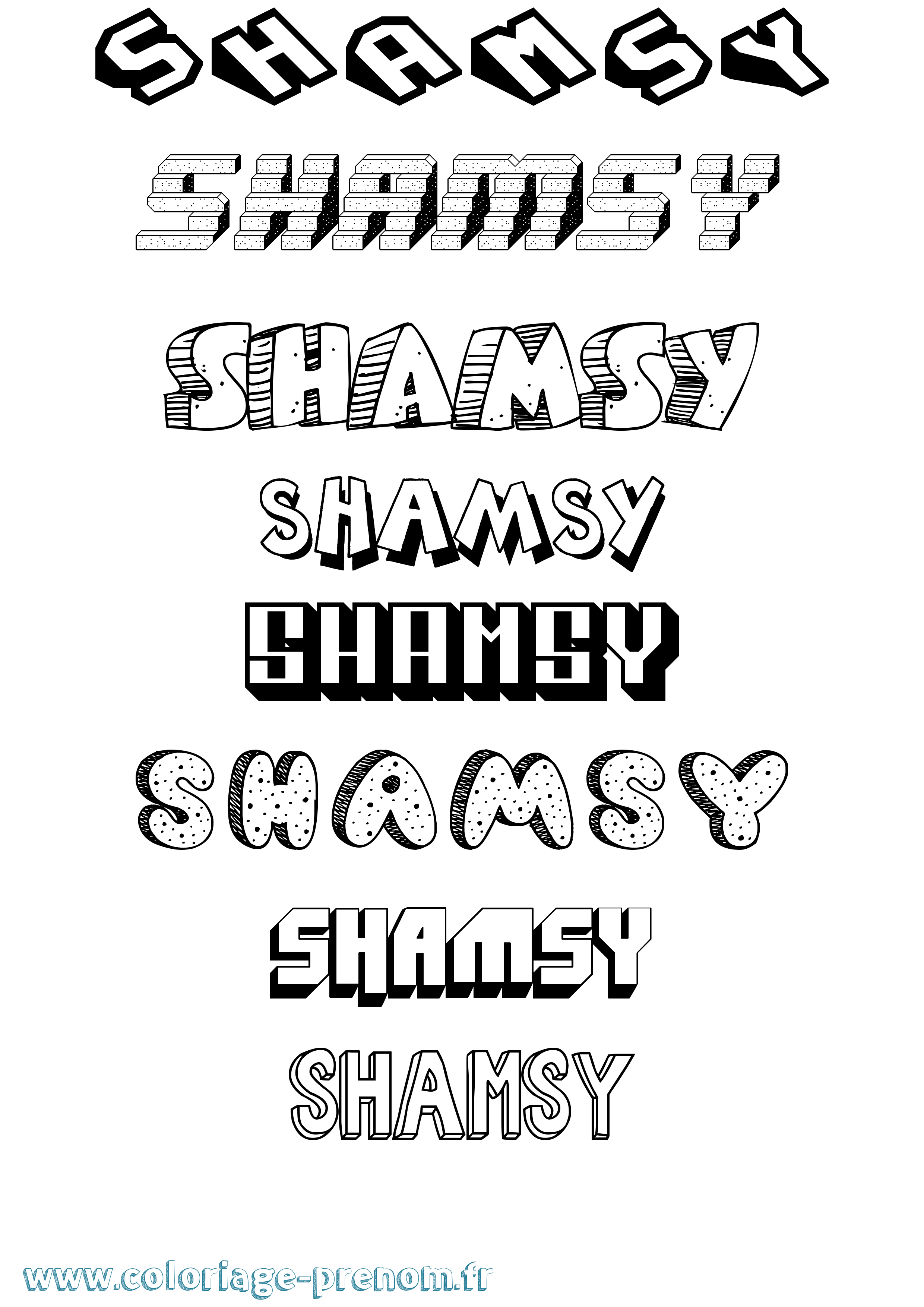 Coloriage Shamsy Effet 3D Coloriage prénom Shamsy Effet 3D