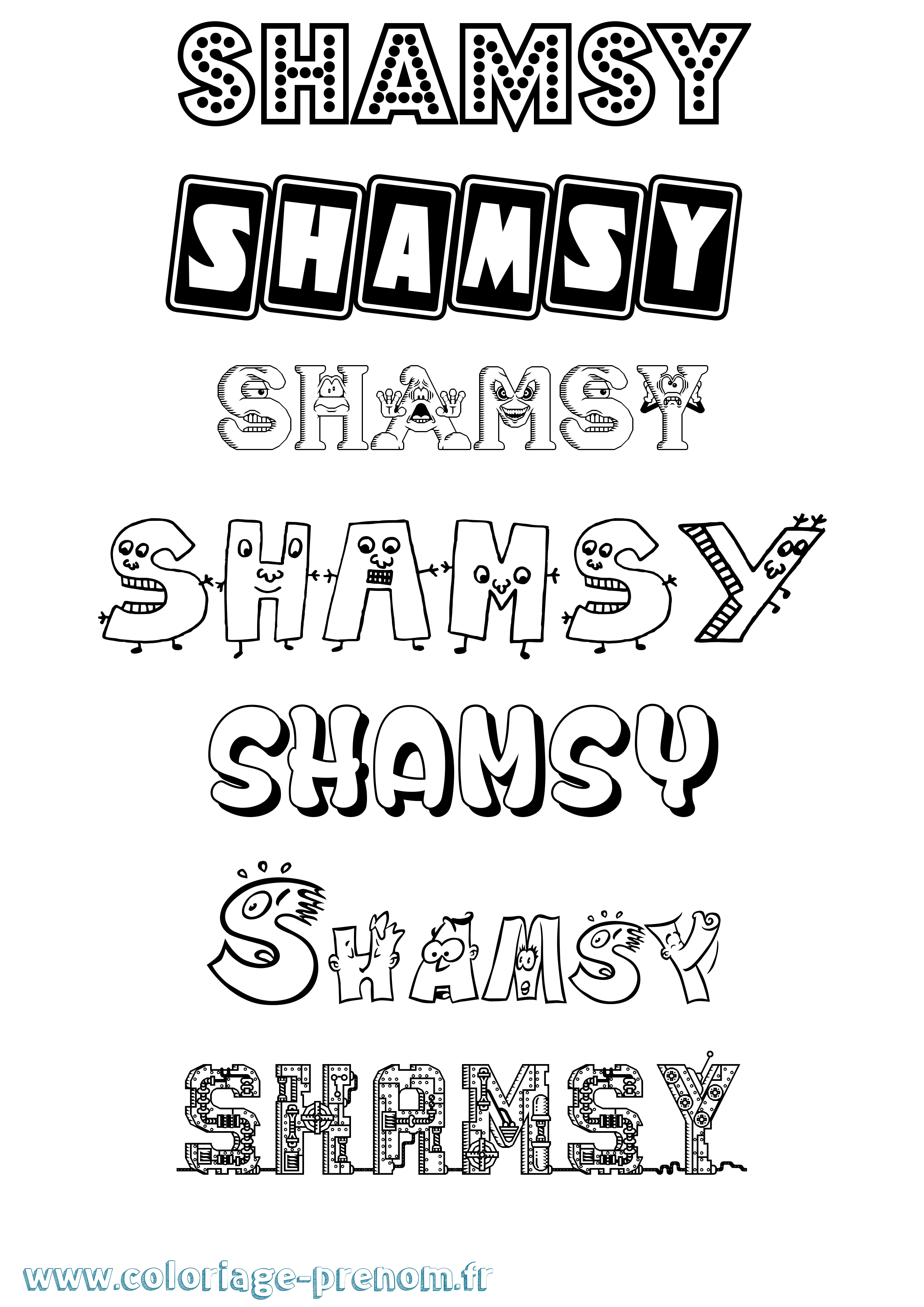 Coloriage Shamsy Fun Coloriage prénom Shamsy Fun