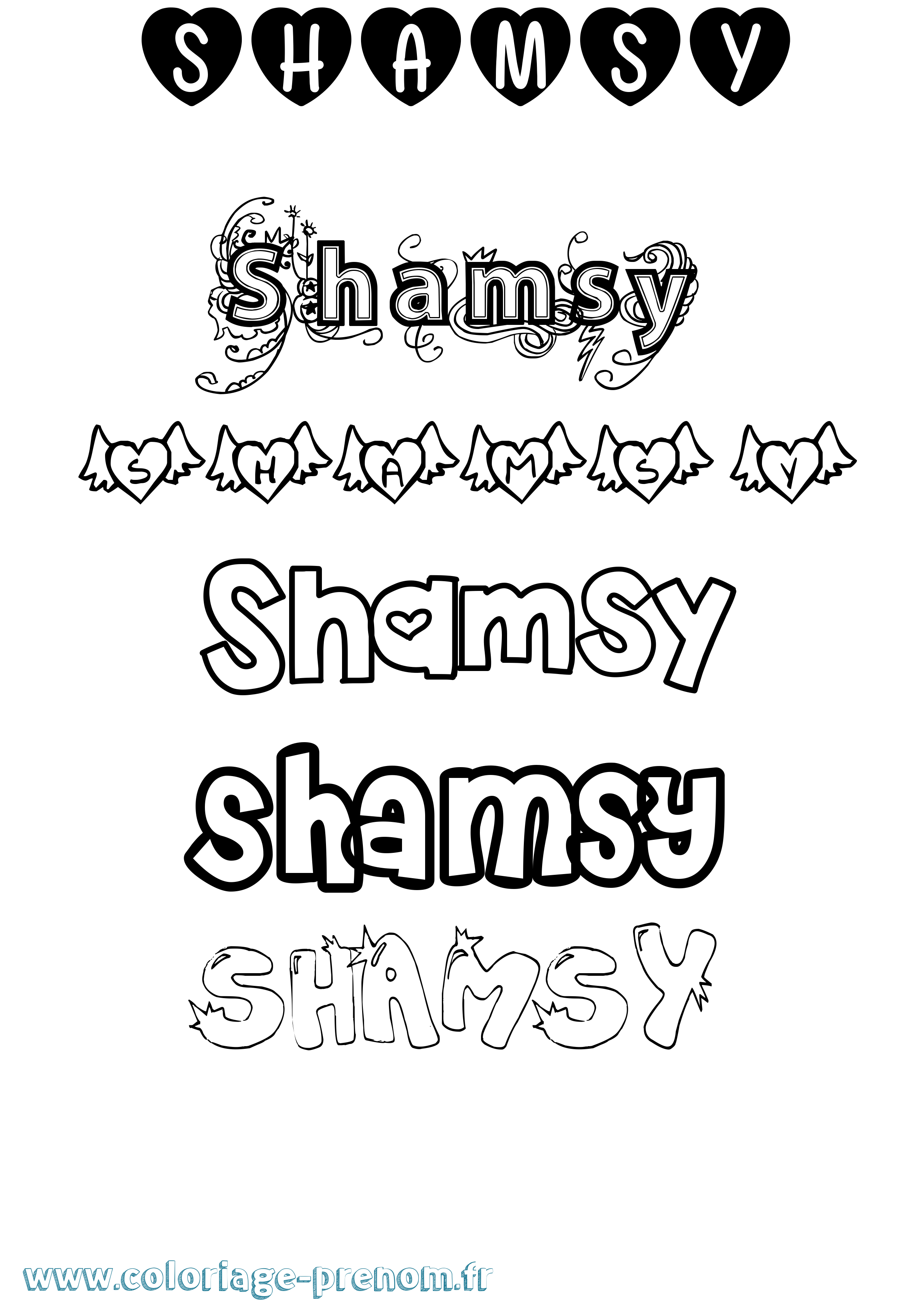 Coloriage Shamsy Girly Coloriage prénom Shamsy Girly
