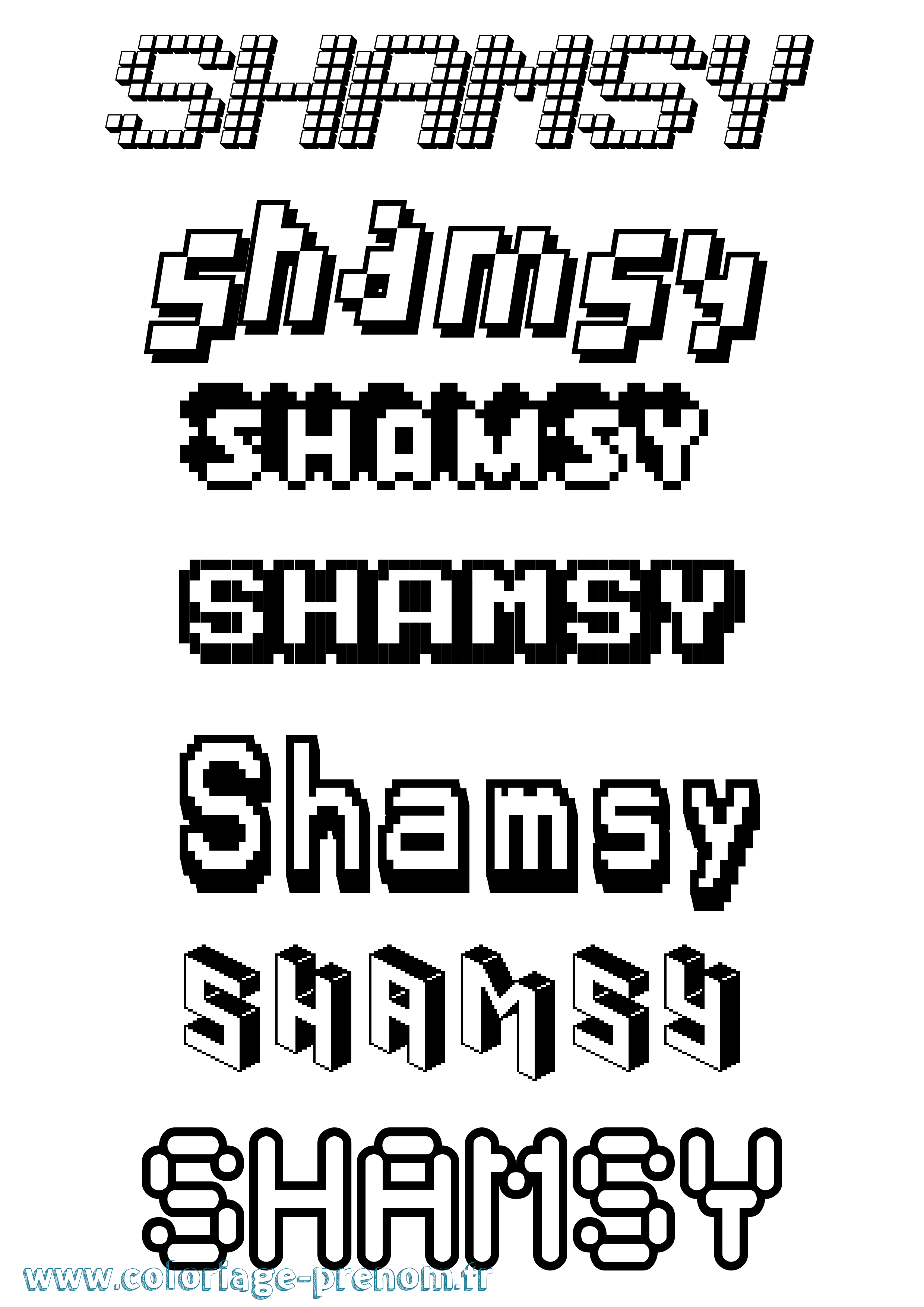 Coloriage Shamsy Pixel Coloriage prénom Shamsy Pixel