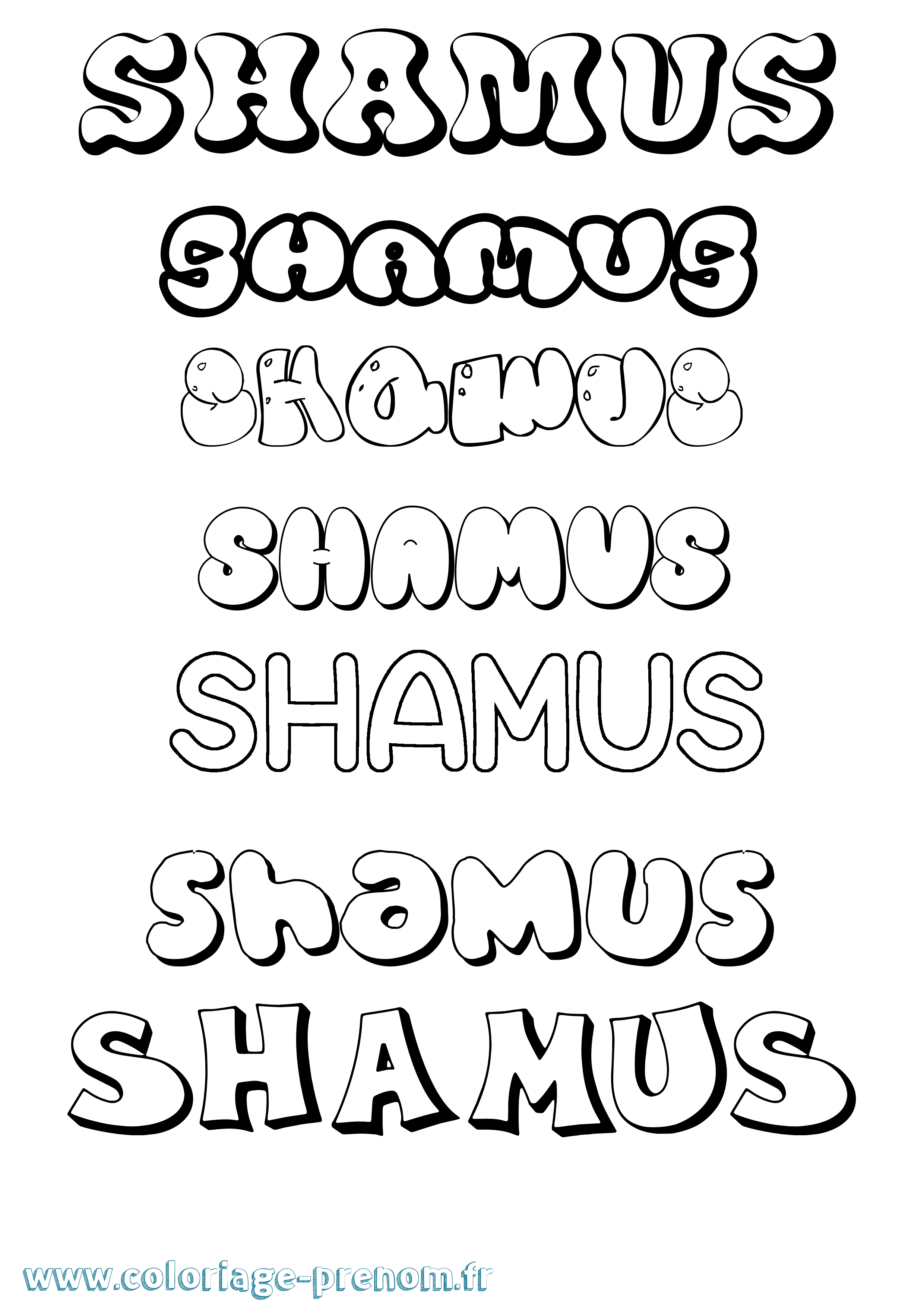 Coloriage Shamus Bubble Coloriage prénom Shamus Bubble