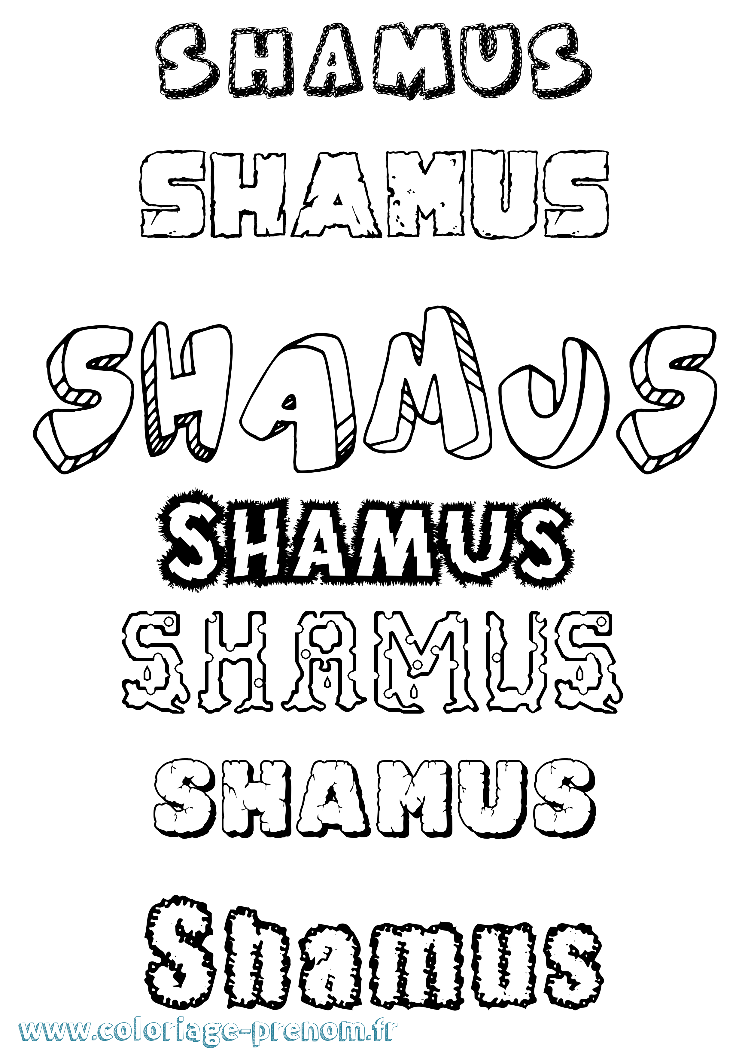 Coloriage Shamus Destructuré Coloriage prénom Shamus Destructuré