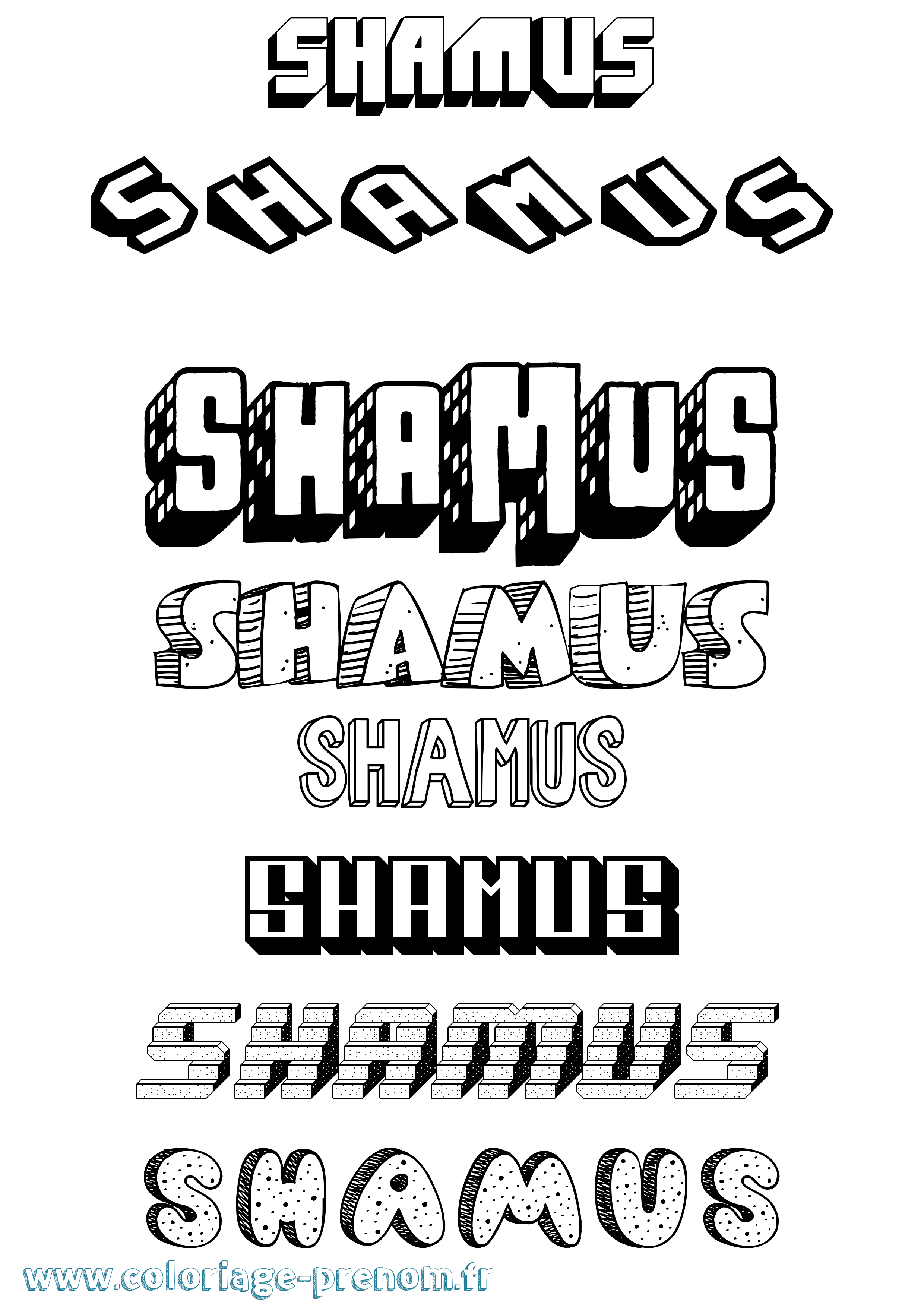 Coloriage Shamus Effet 3D Coloriage prénom Shamus Effet 3D