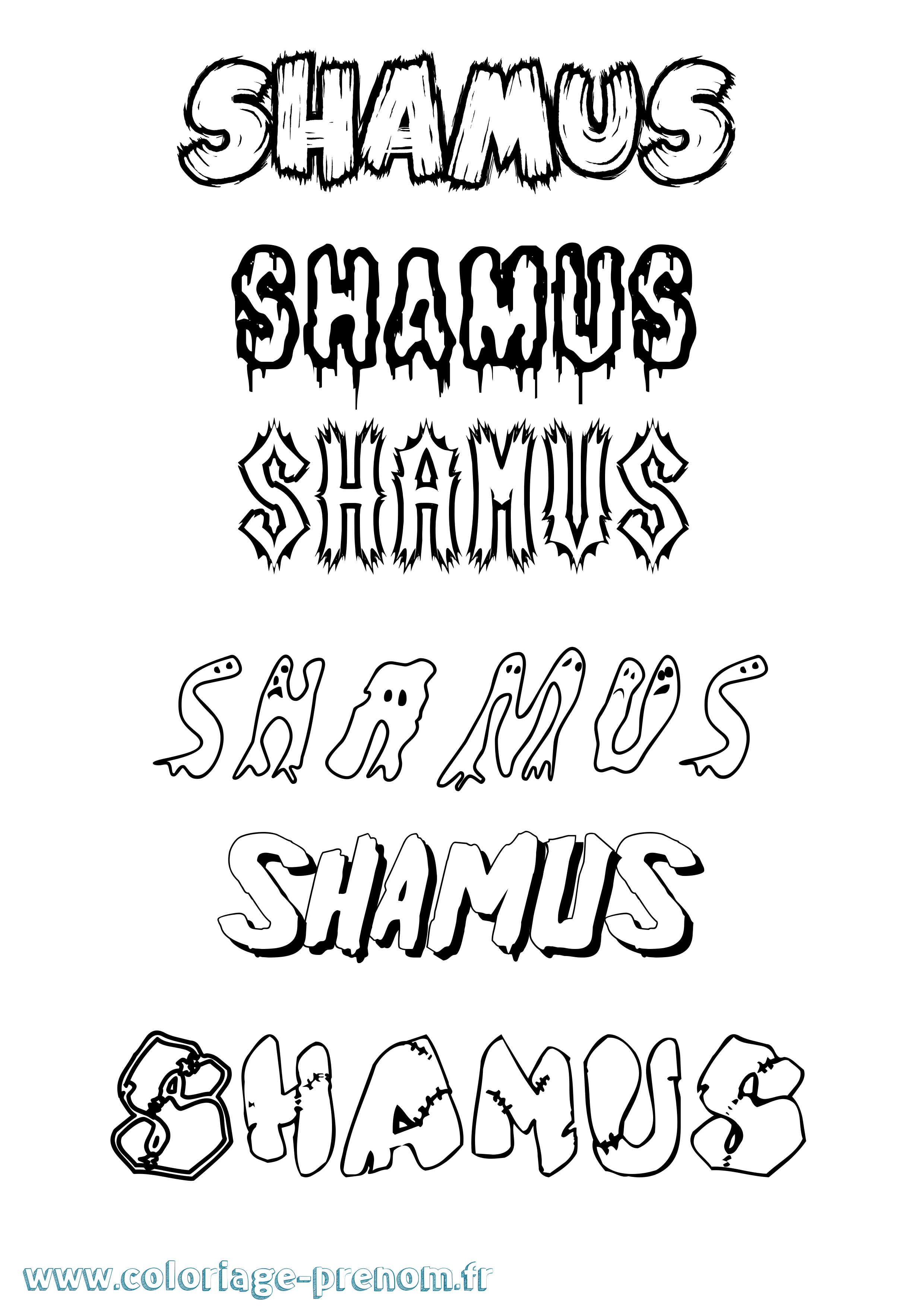 Coloriage Shamus Frisson Coloriage prénom Shamus Frisson