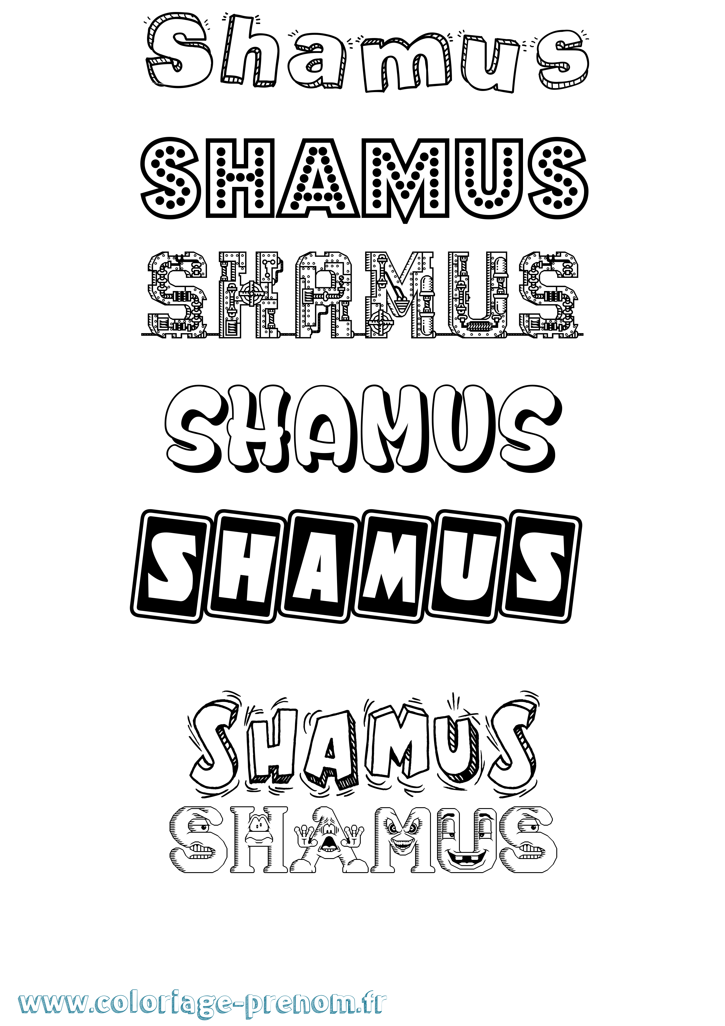 Coloriage Shamus Fun Coloriage prénom Shamus Fun