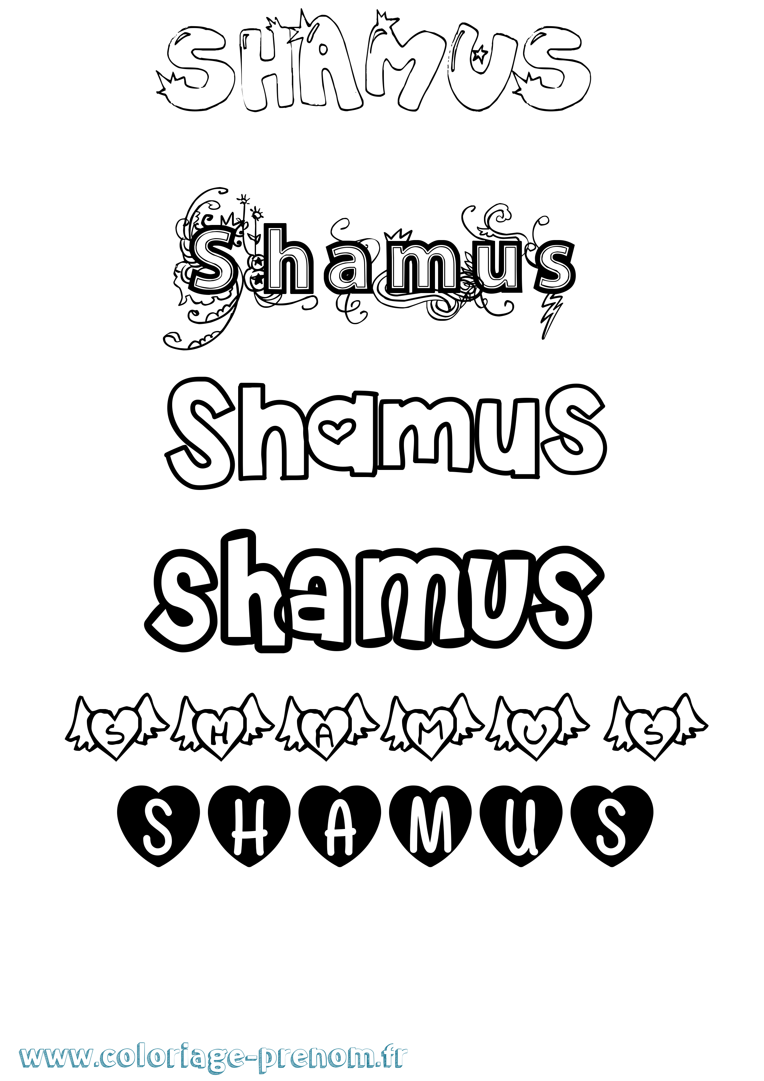 Coloriage Shamus Girly Coloriage prénom Shamus Girly
