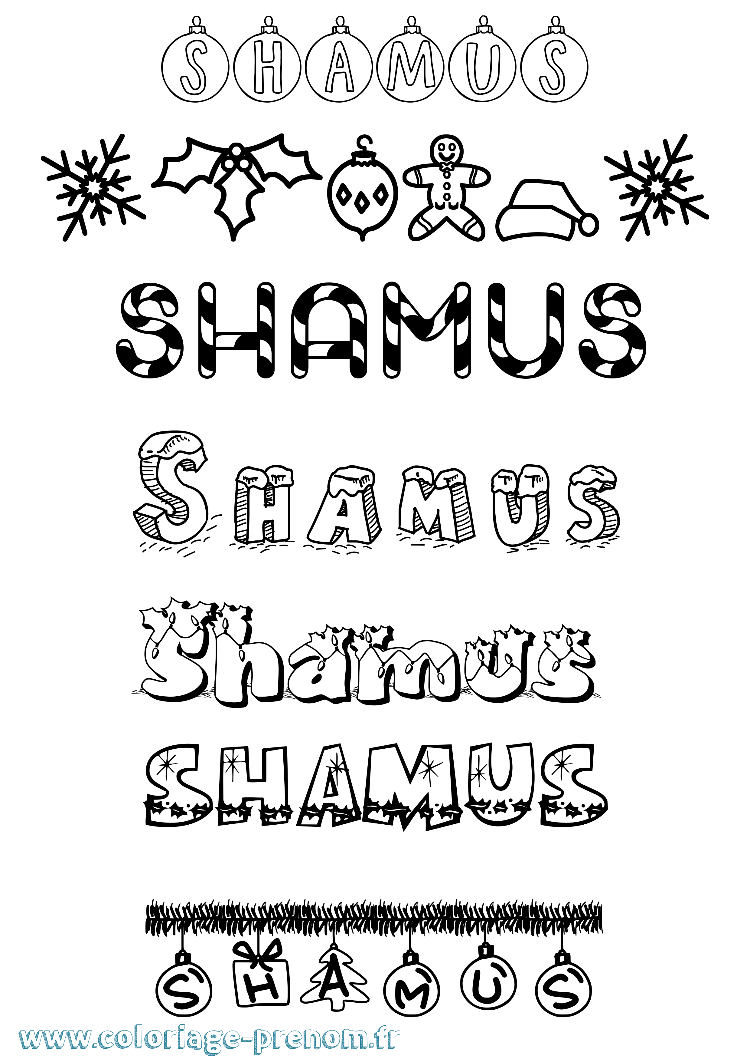 Coloriage Shamus Noël Coloriage prénom Shamus Noël