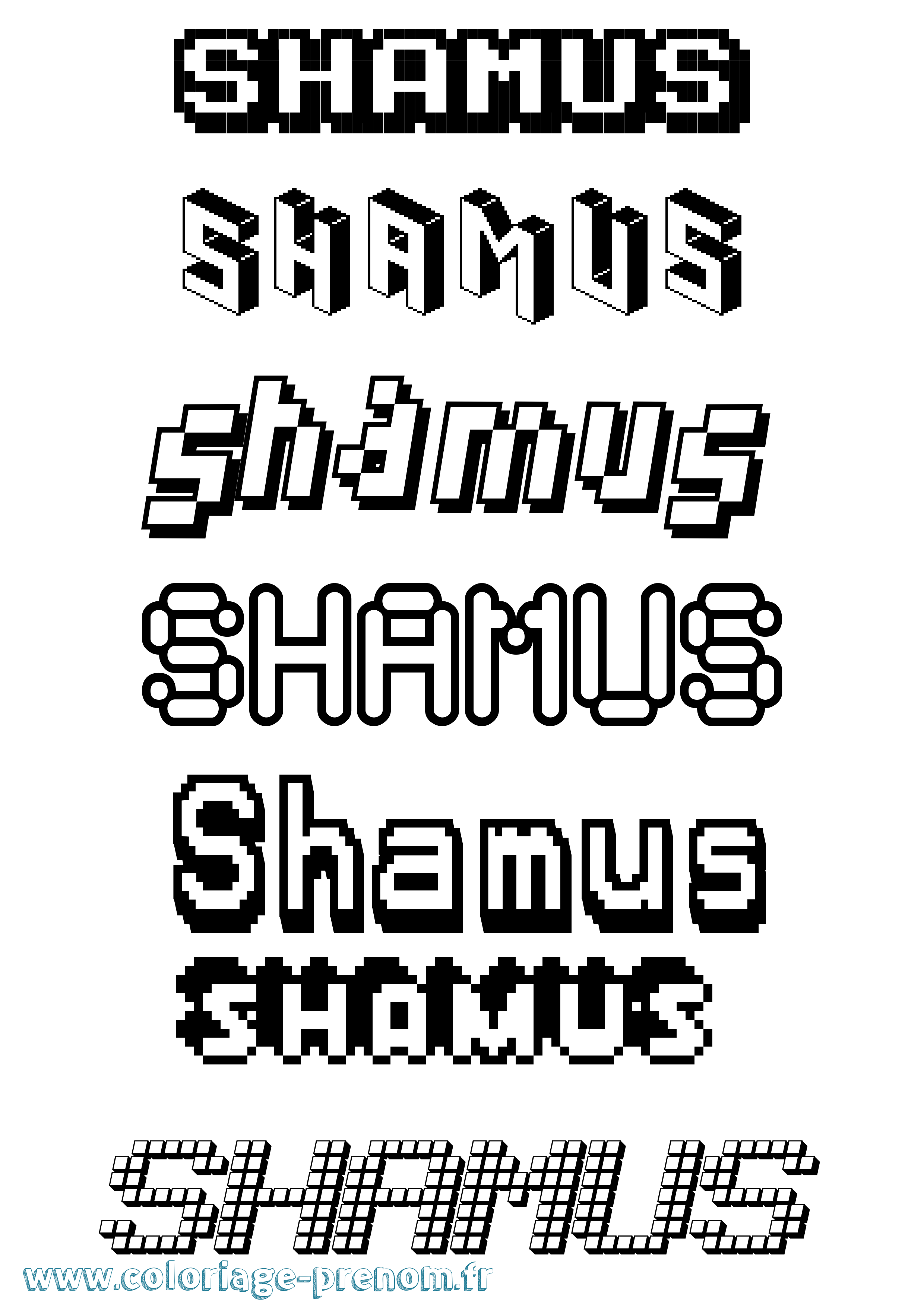 Coloriage Shamus Pixel Coloriage prénom Shamus Pixel