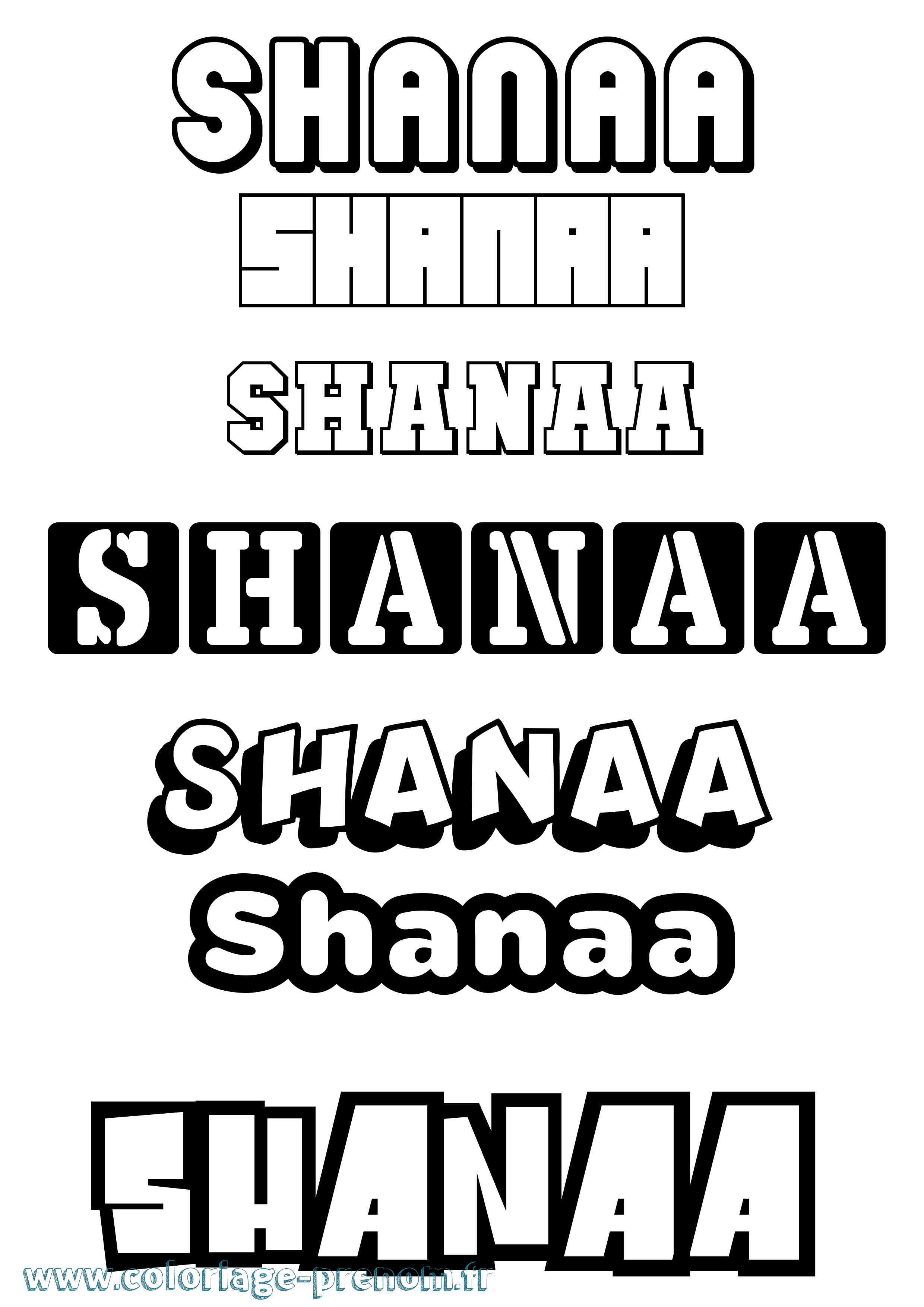 Coloriage Shanaa Simple Coloriage prénom Shanaa Simple