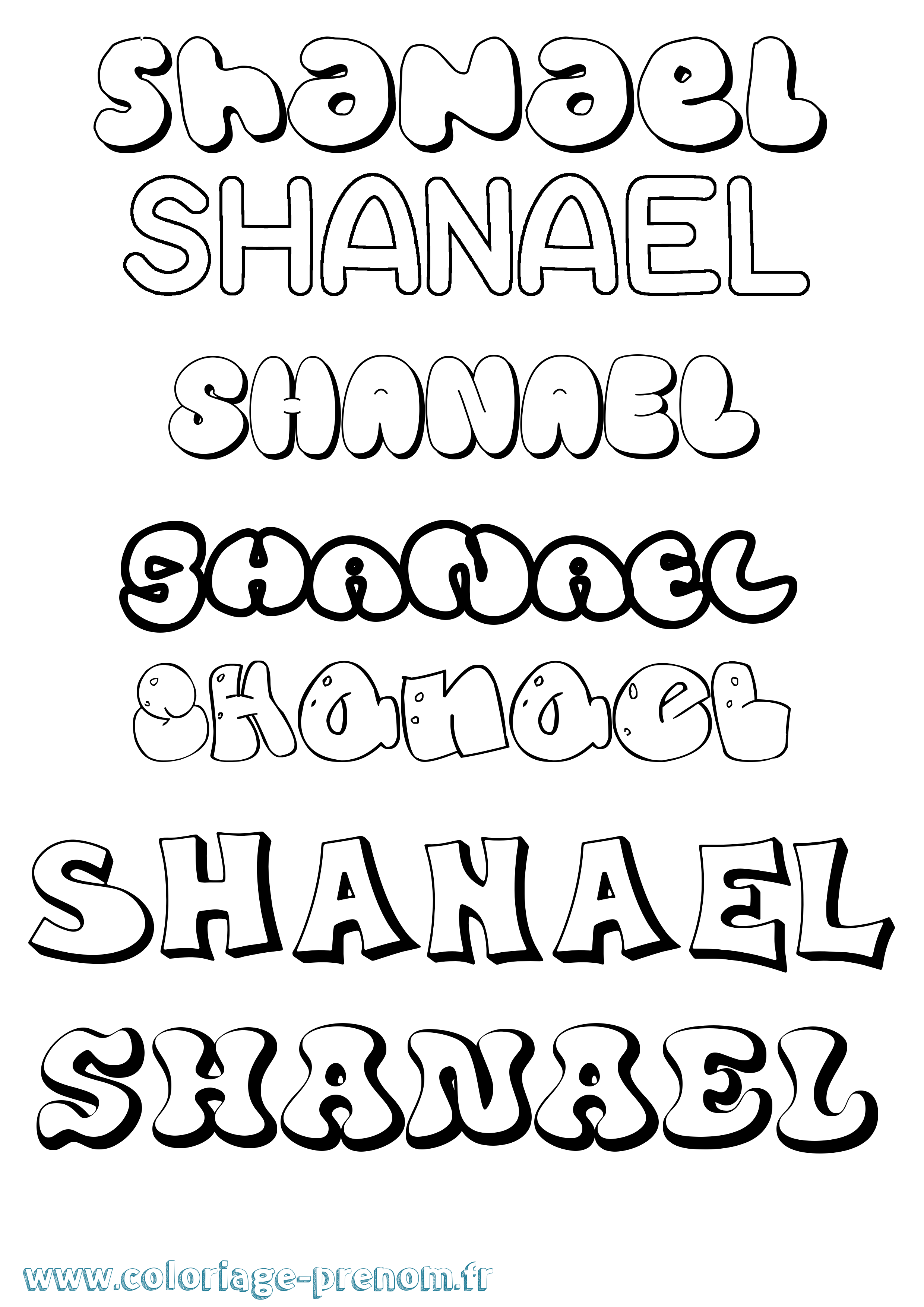 Coloriage Shanael Bubble Coloriage prénom Shanael Bubble