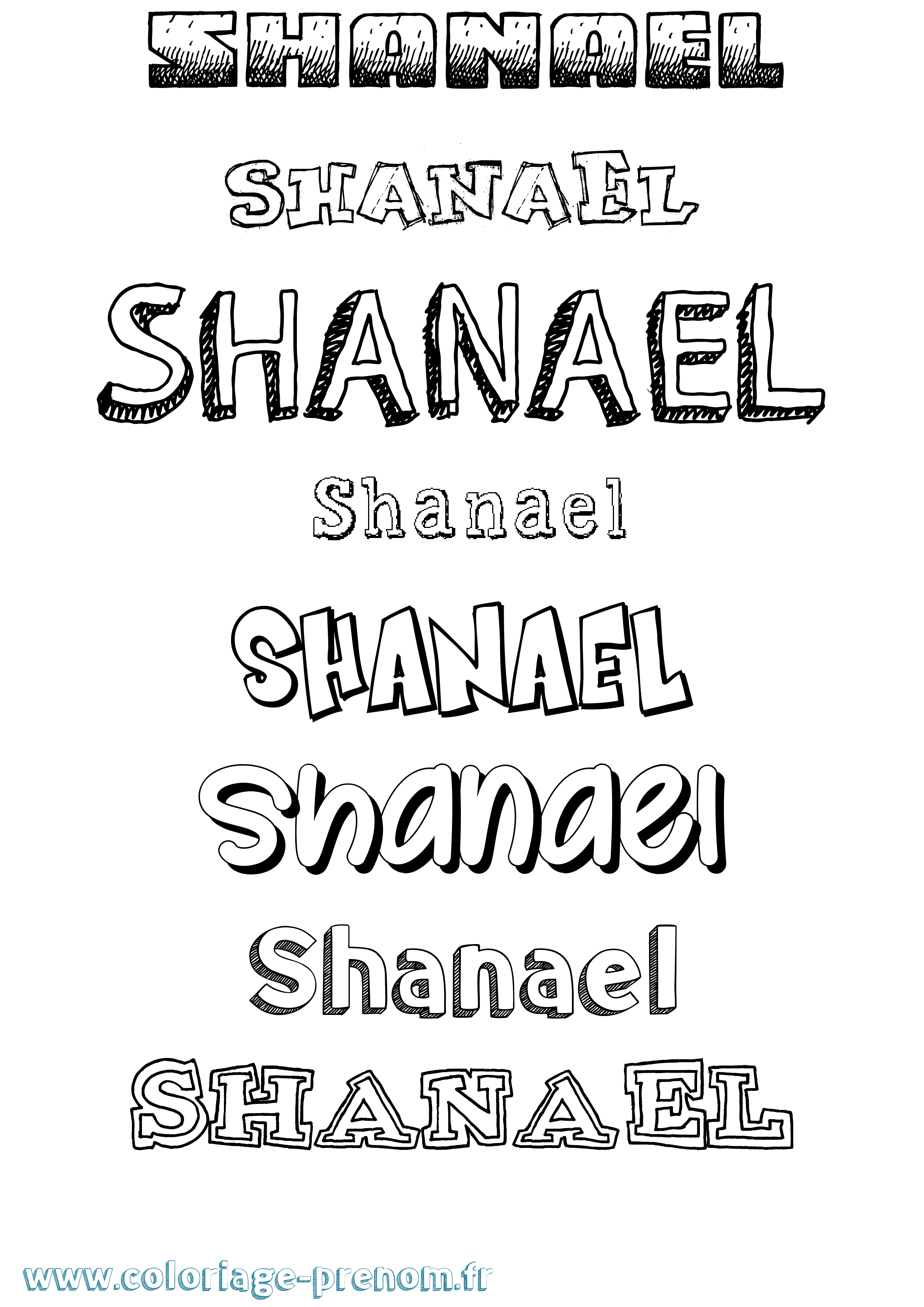 Coloriage Shanael Dessiné Coloriage prénom Shanael Dessiné