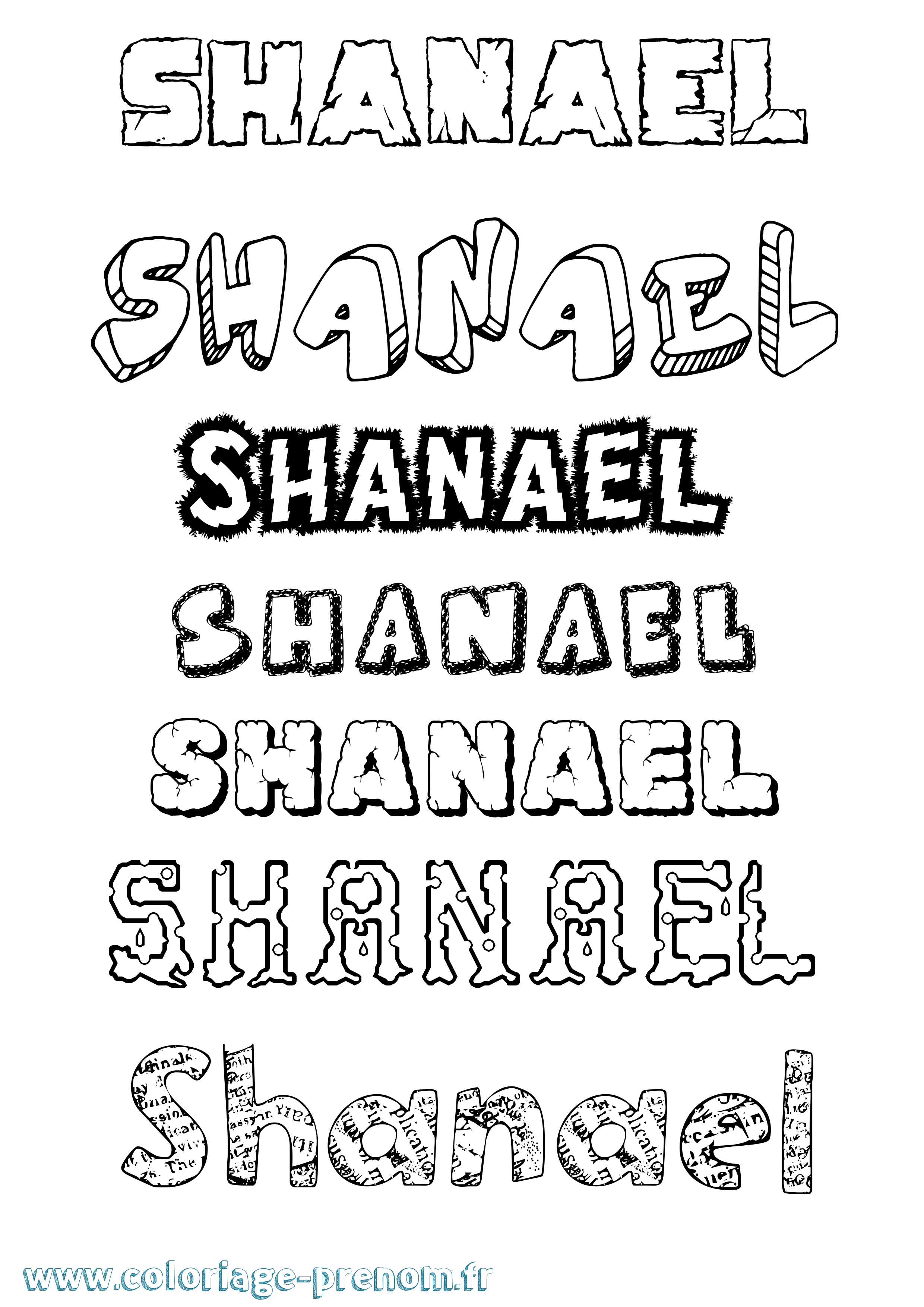 Coloriage Shanael Destructuré Coloriage prénom Shanael Destructuré