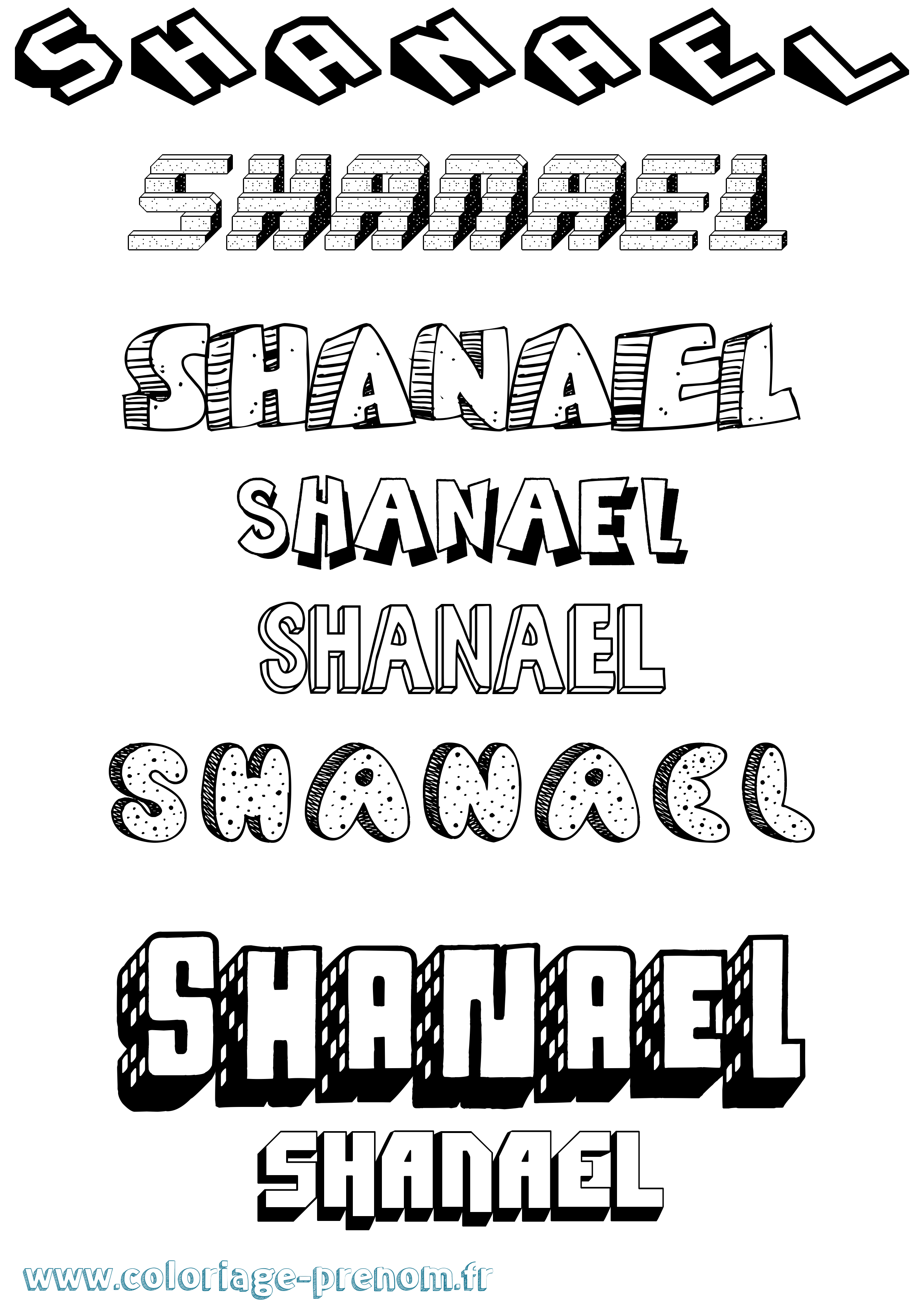 Coloriage Shanael Effet 3D Coloriage prénom Shanael Effet 3D