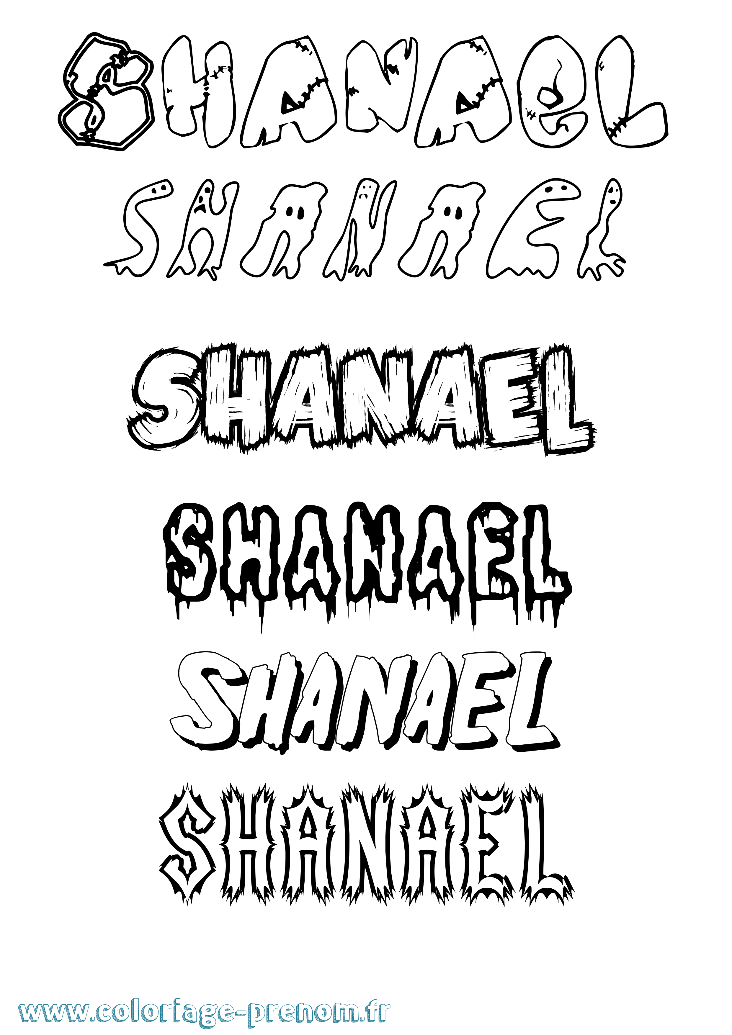 Coloriage Shanael Frisson Coloriage prénom Shanael Frisson