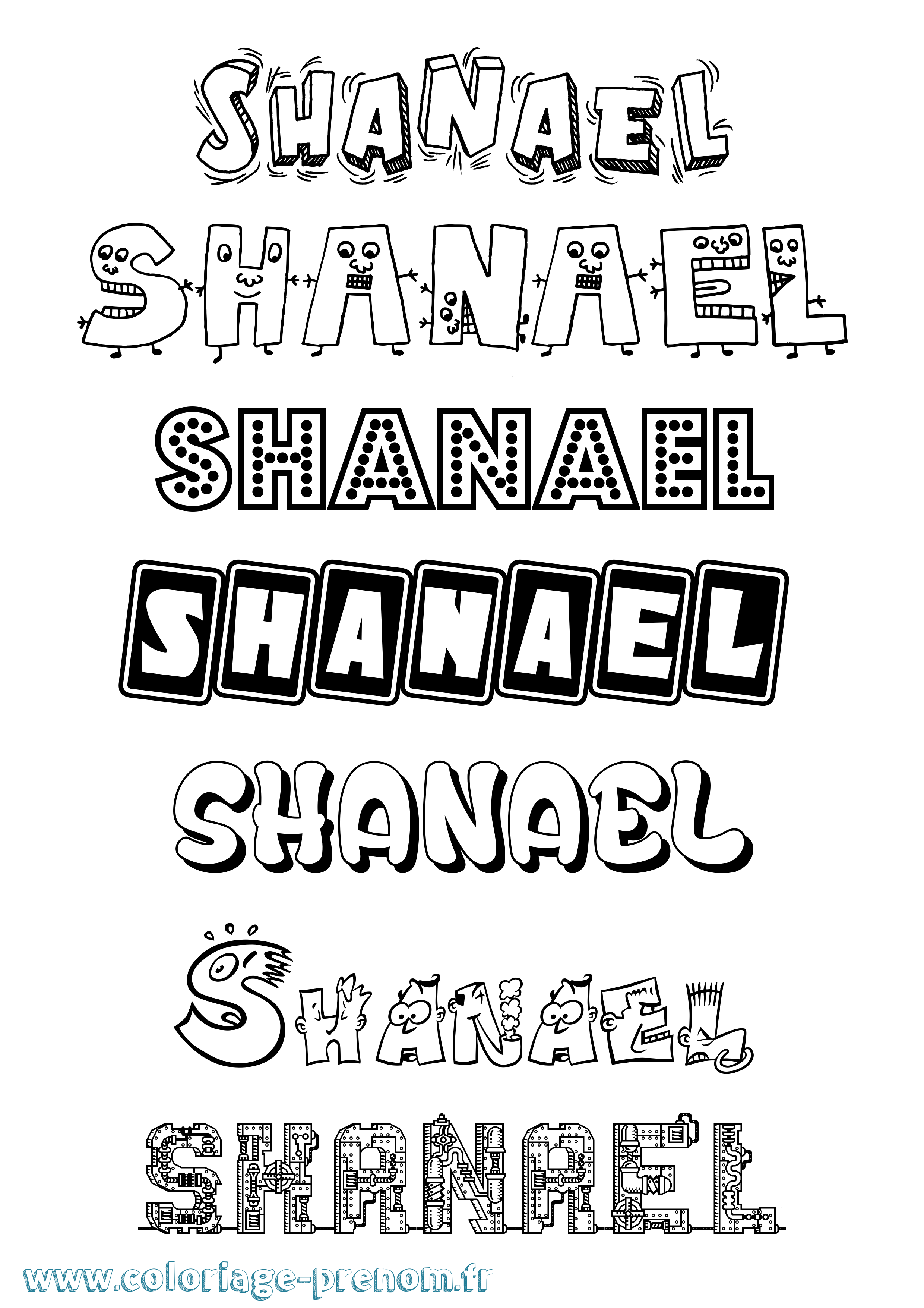 Coloriage Shanael Fun Coloriage prénom Shanael Fun
