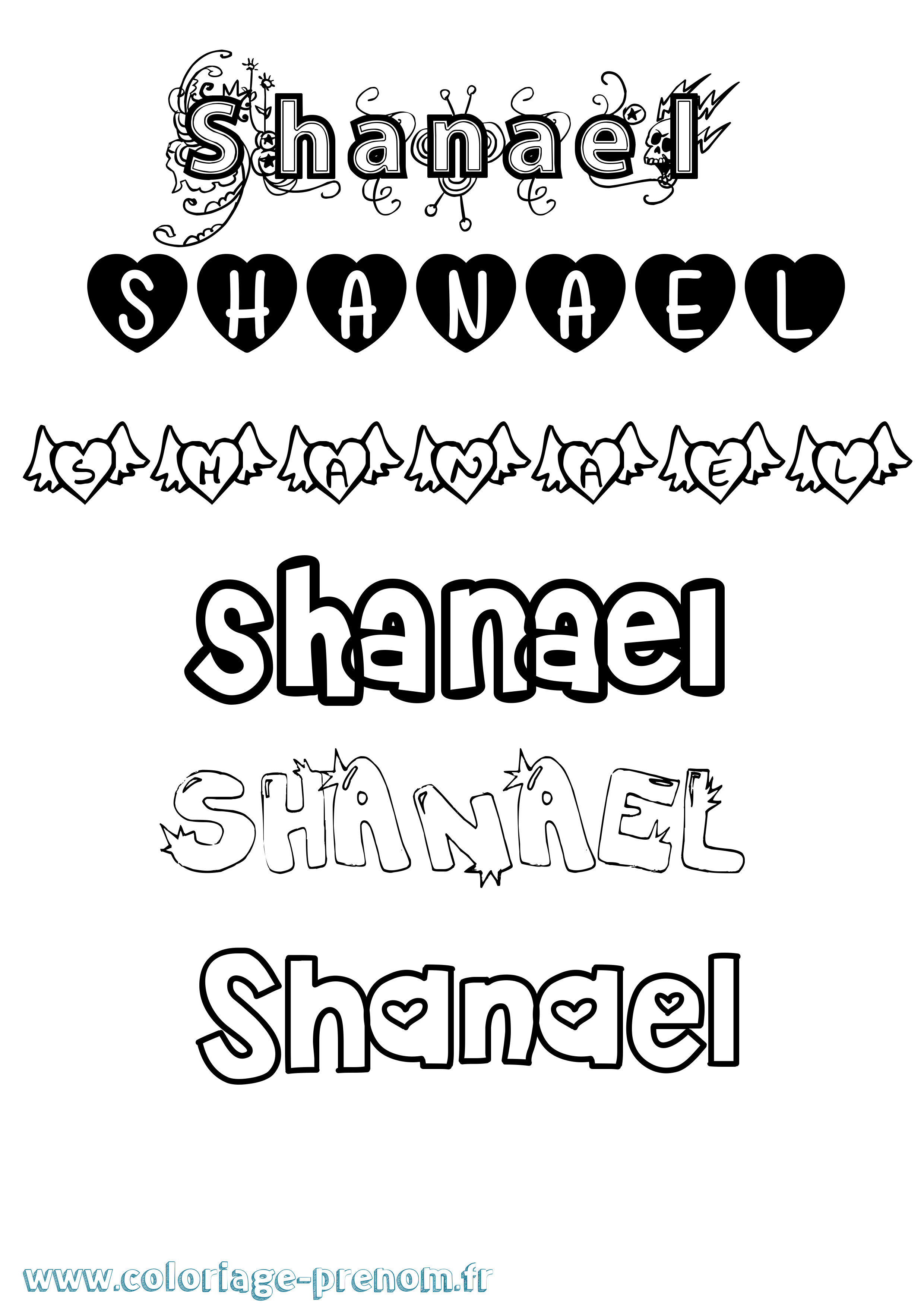 Coloriage Shanael Girly Coloriage prénom Shanael Girly
