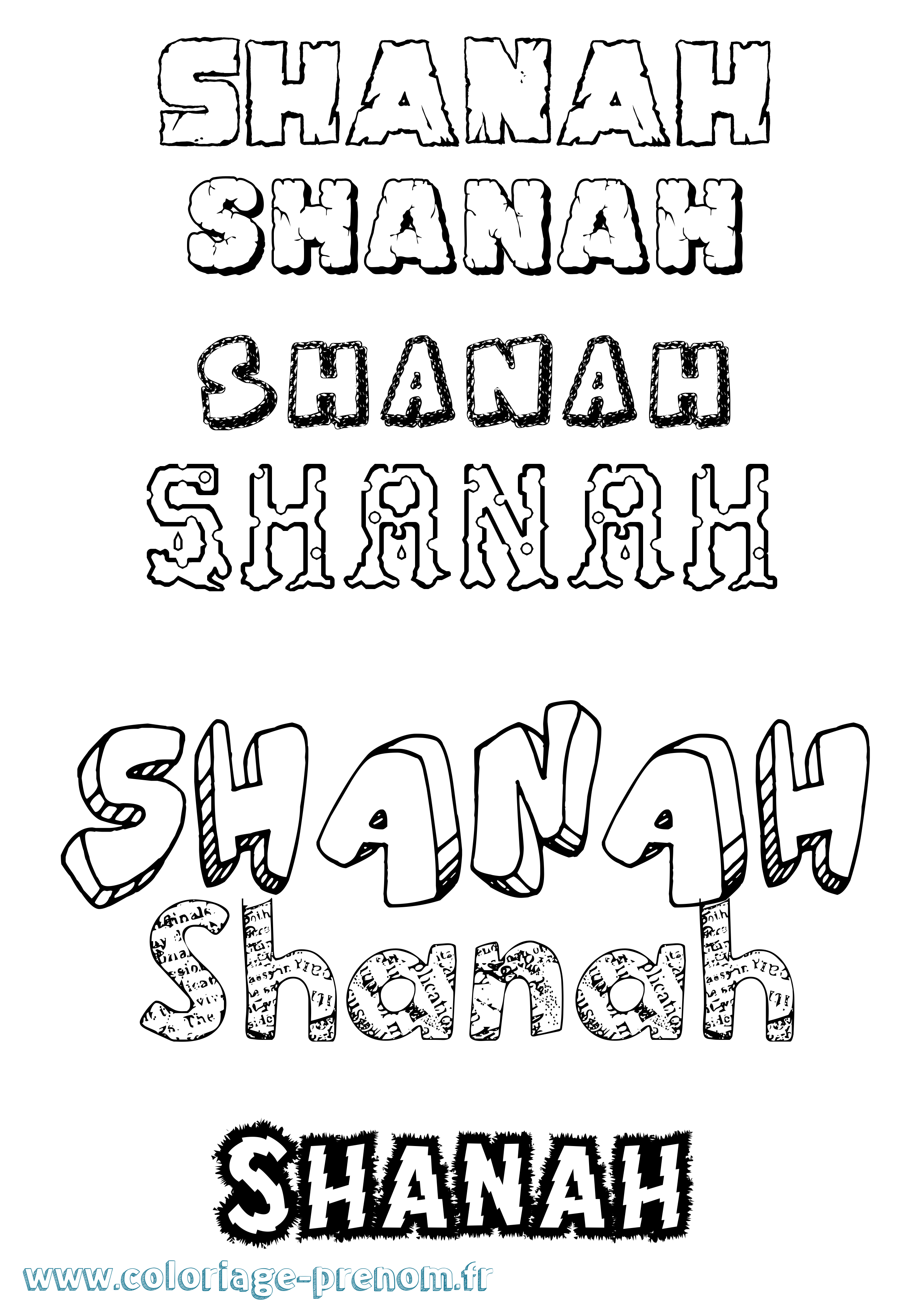 Coloriage Shanah Destructuré Coloriage prénom Shanah Destructuré