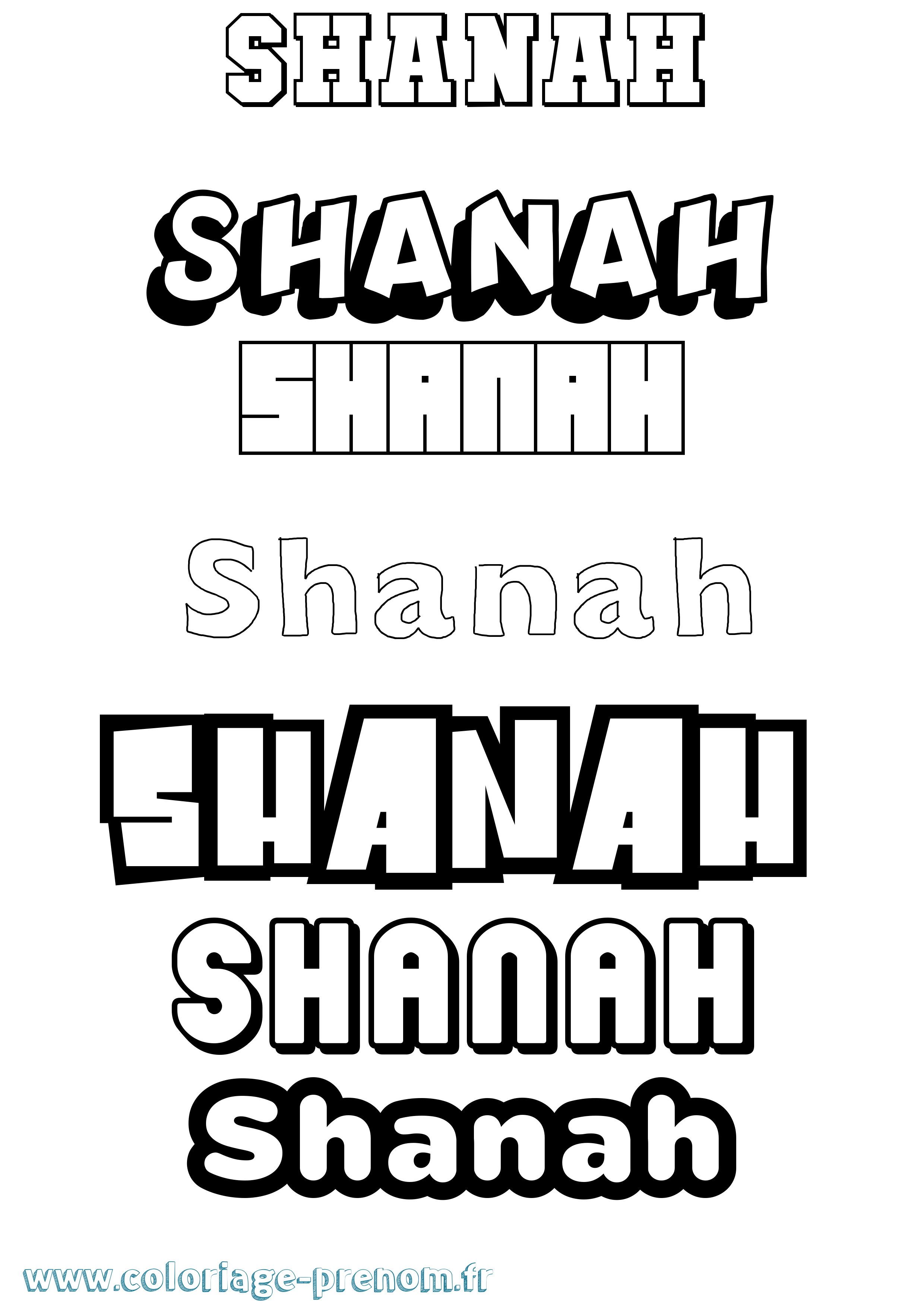 Coloriage Shanah Simple Coloriage prénom Shanah Simple
