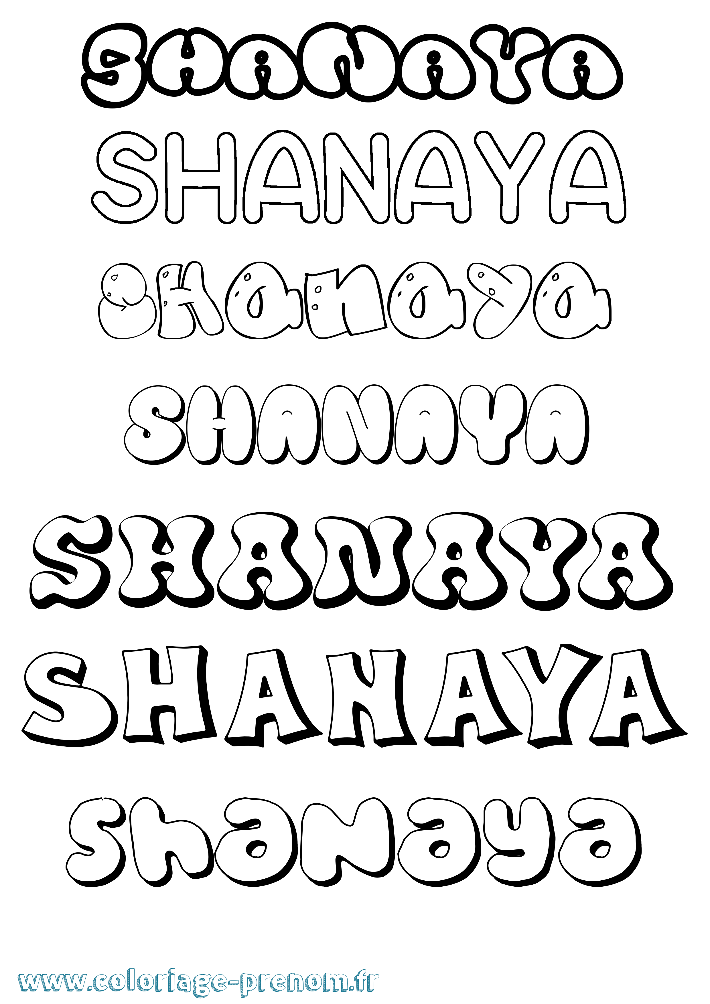 Coloriage Shanaya Bubble Coloriage prénom Shanaya Bubble