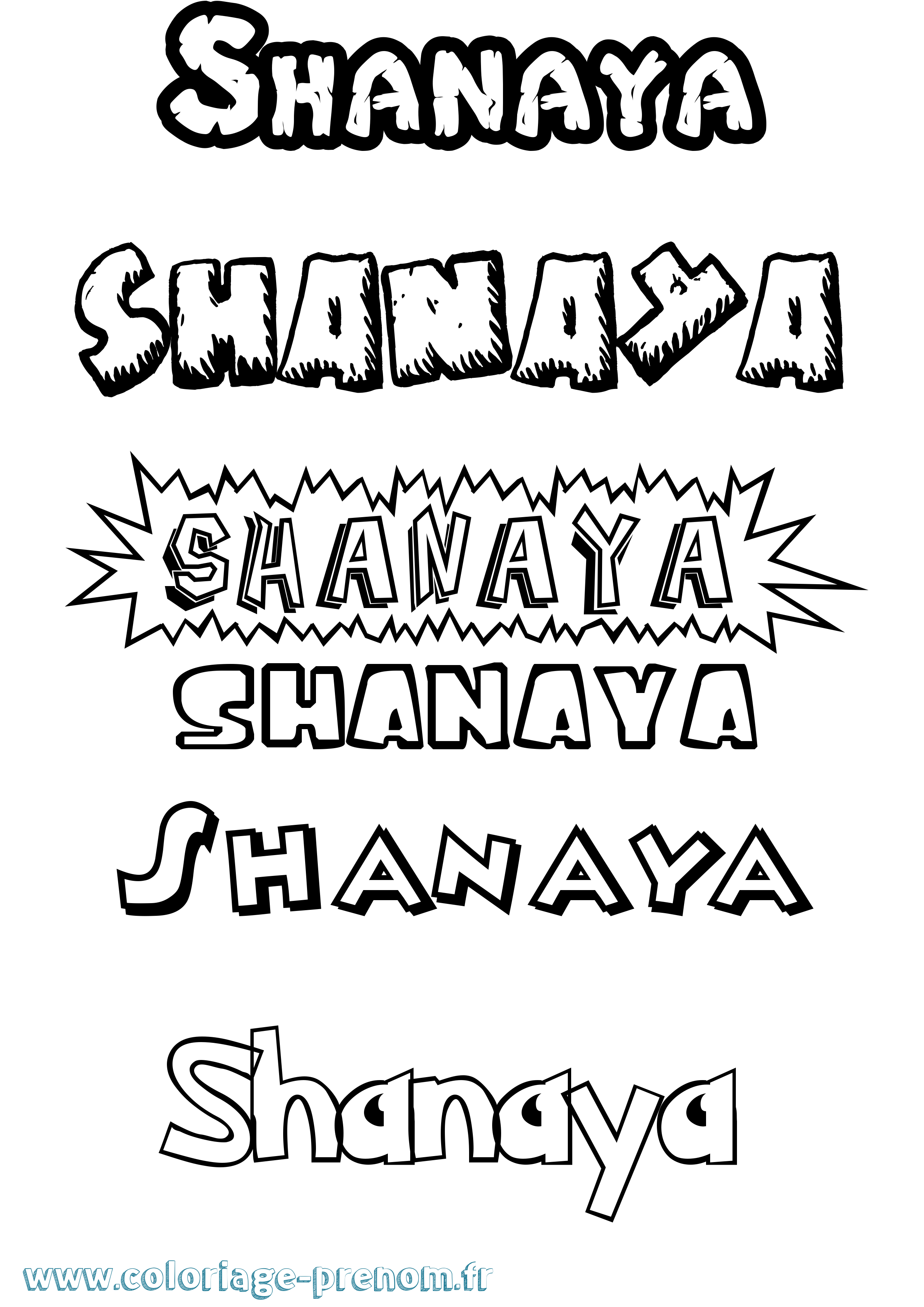Coloriage Shanaya Dessin Animé Coloriage prénom Shanaya Dessin Animé