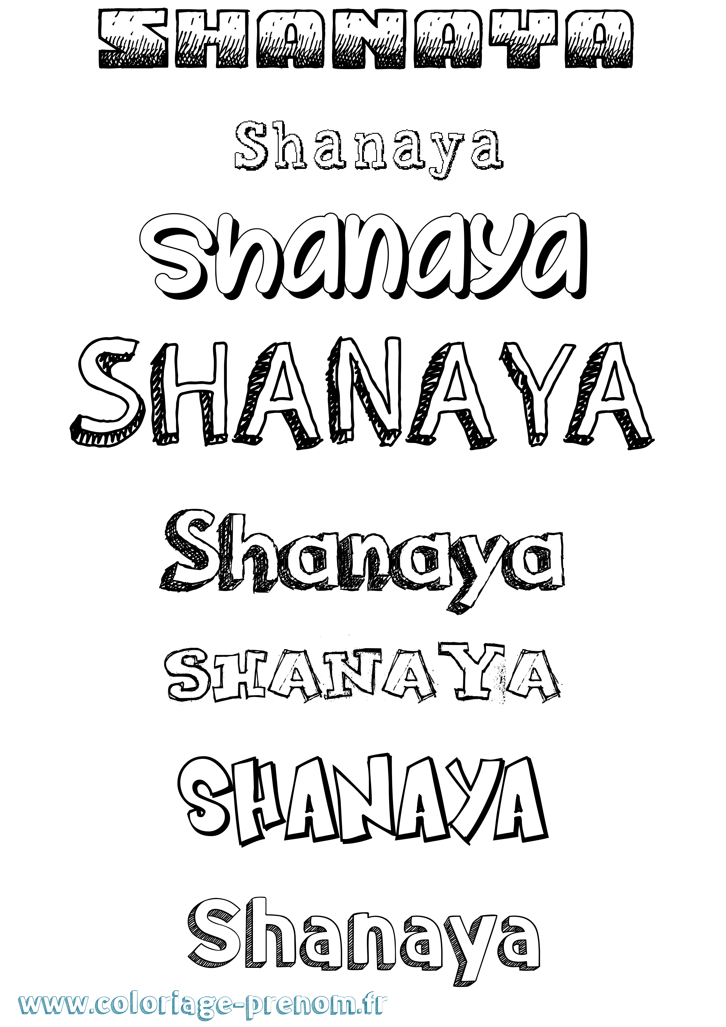 Coloriage Shanaya Dessiné Coloriage prénom Shanaya Dessiné