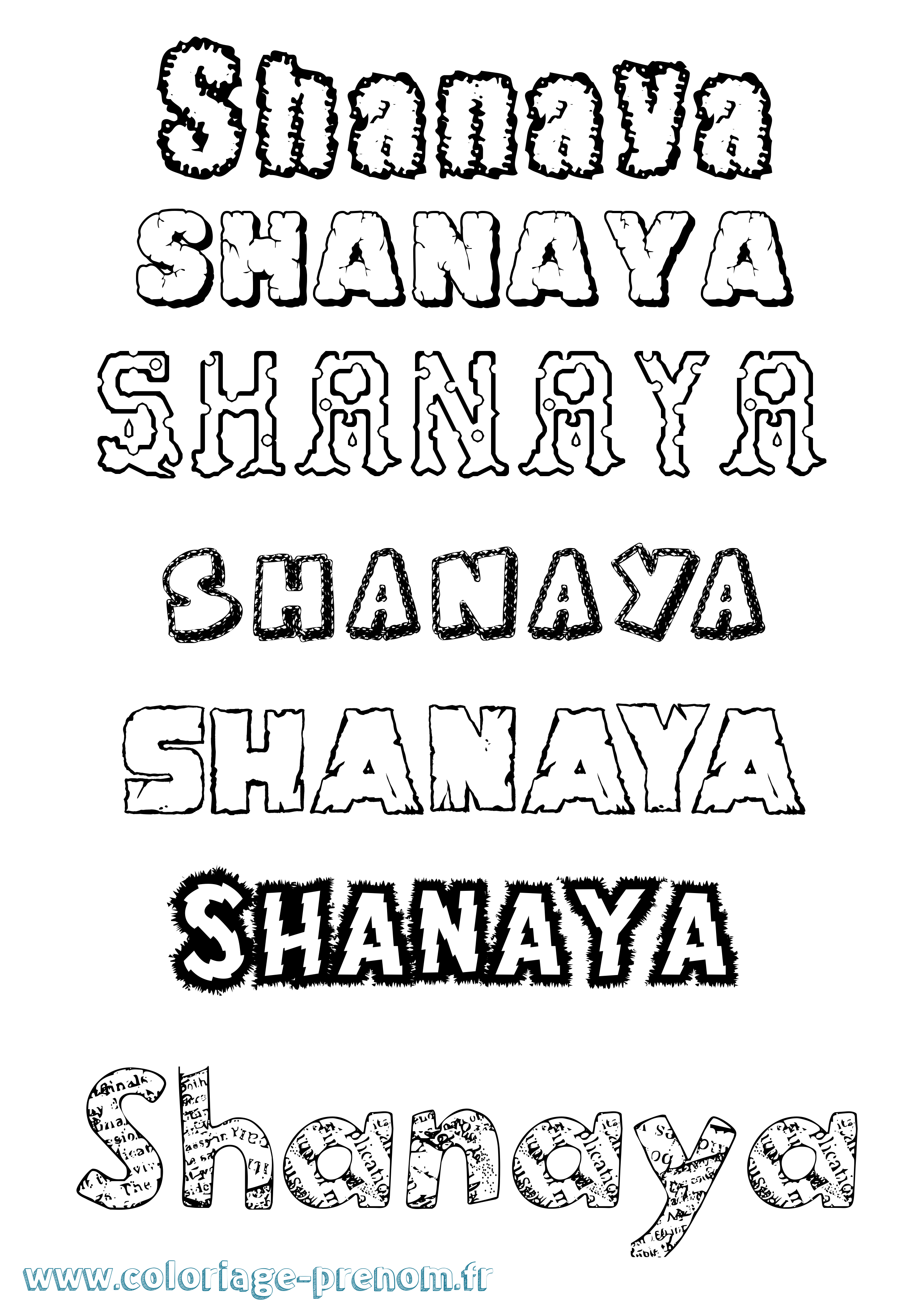 Coloriage Shanaya Destructuré Coloriage prénom Shanaya Destructuré