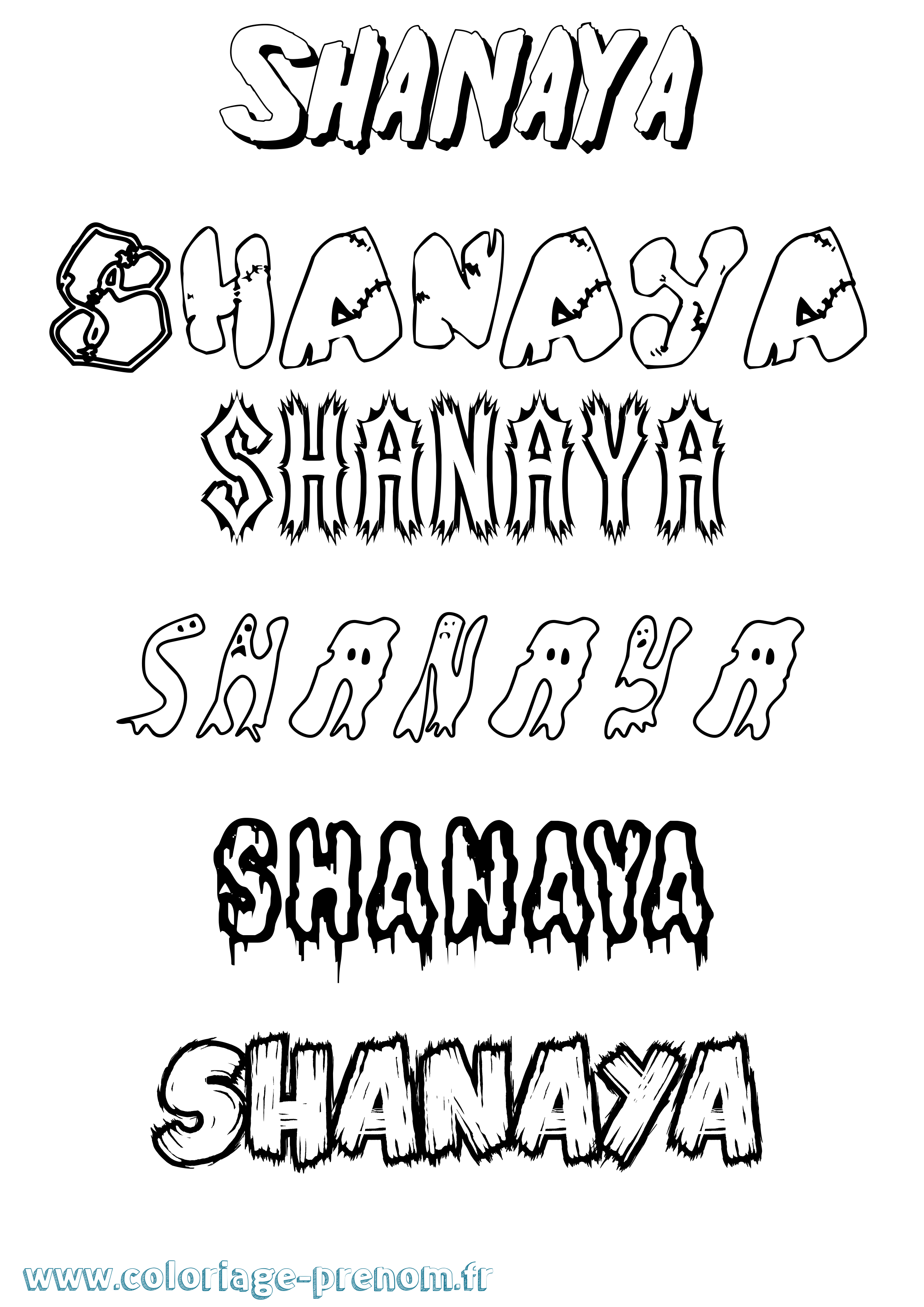 Coloriage Shanaya Frisson Coloriage prénom Shanaya Frisson