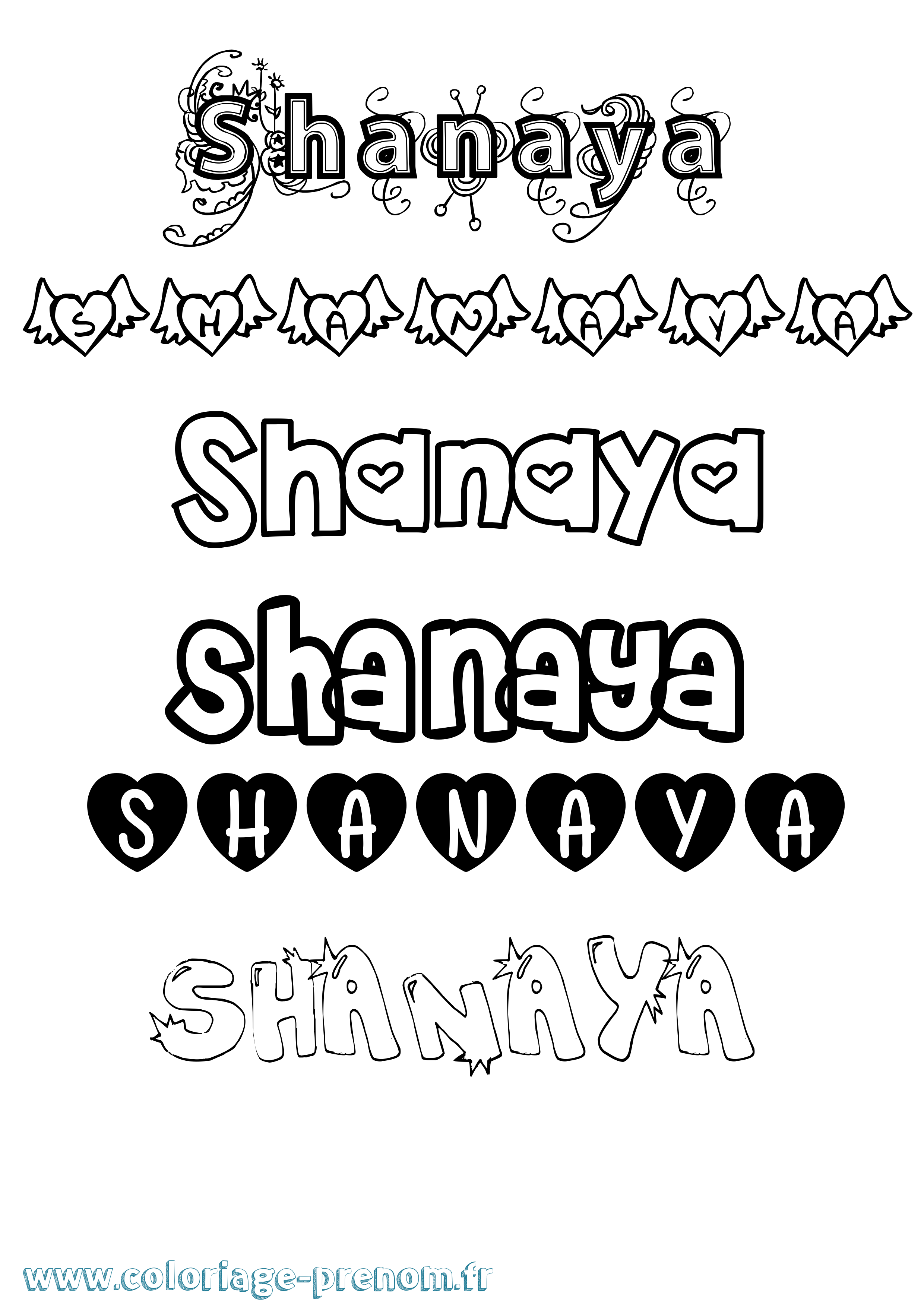 Coloriage Shanaya Girly Coloriage prénom Shanaya Girly