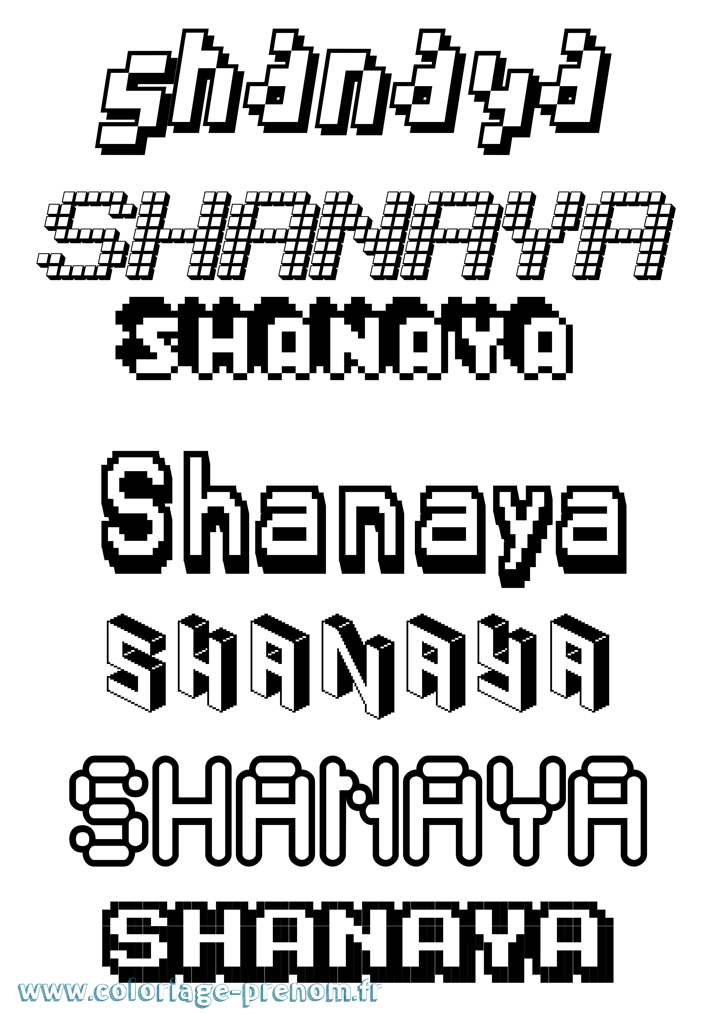 Coloriage Shanaya Pixel Coloriage prénom Shanaya Pixel