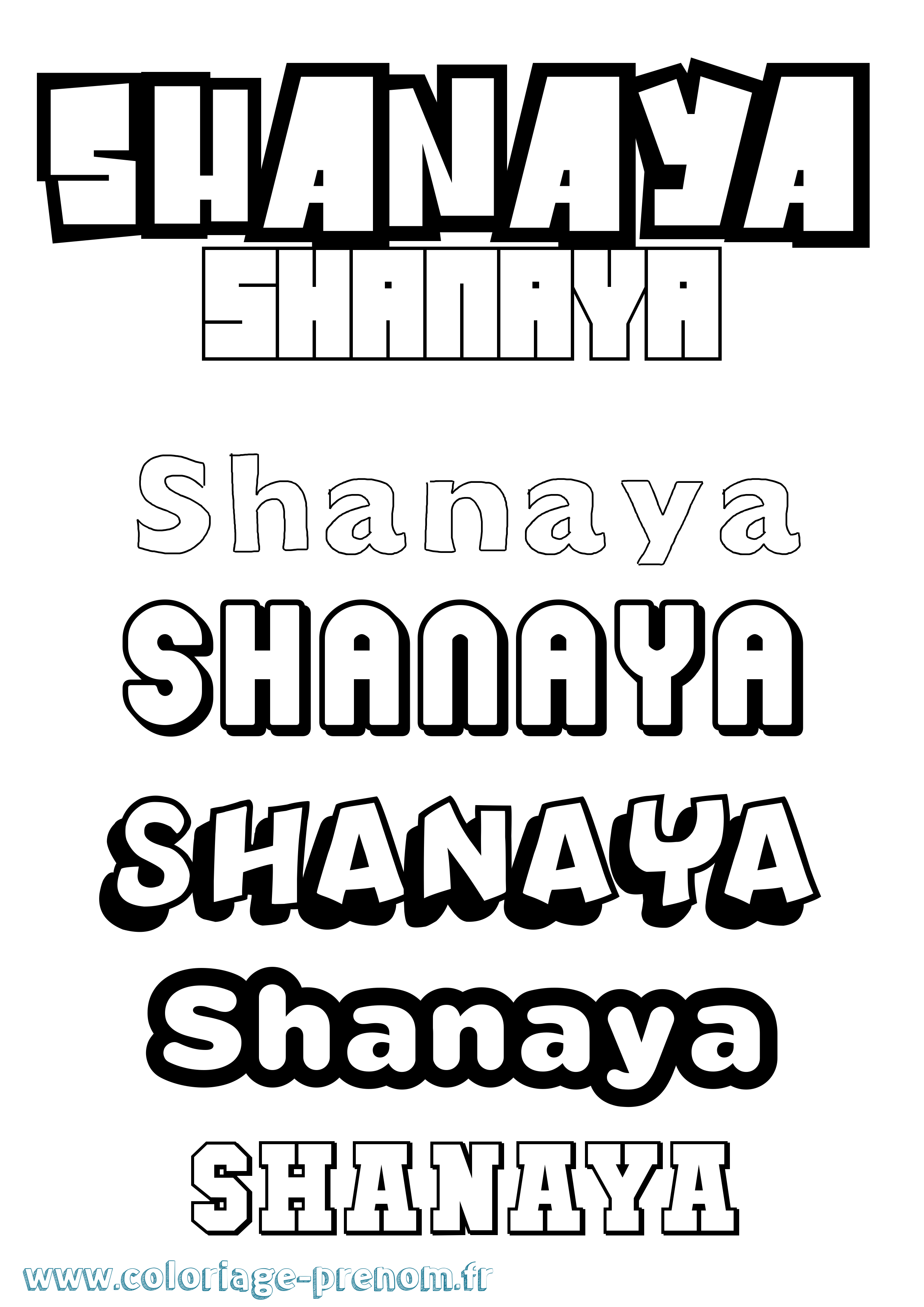 Coloriage Shanaya Simple Coloriage prénom Shanaya Simple