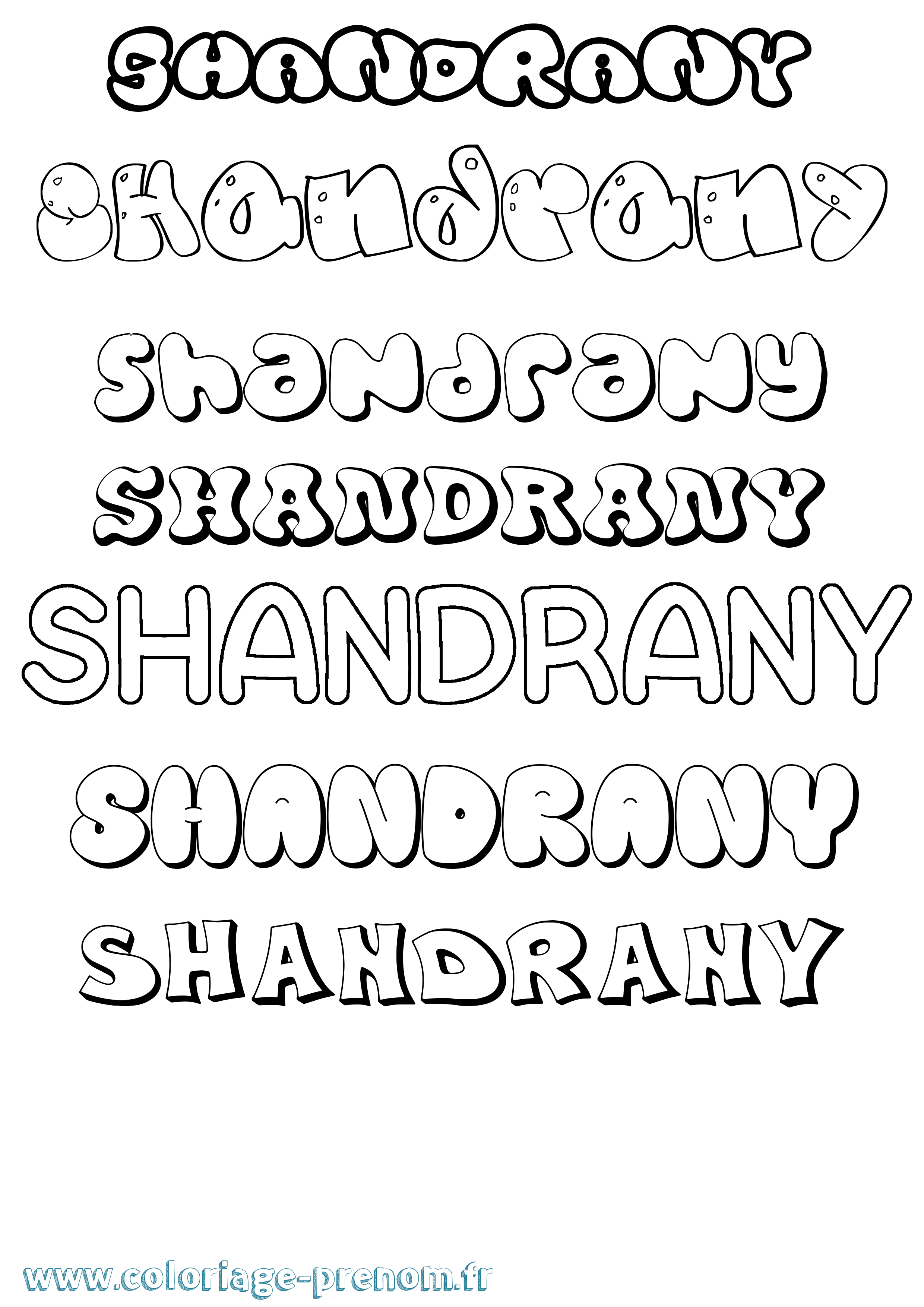 Coloriage Shandrany Bubble Coloriage prénom Shandrany Bubble