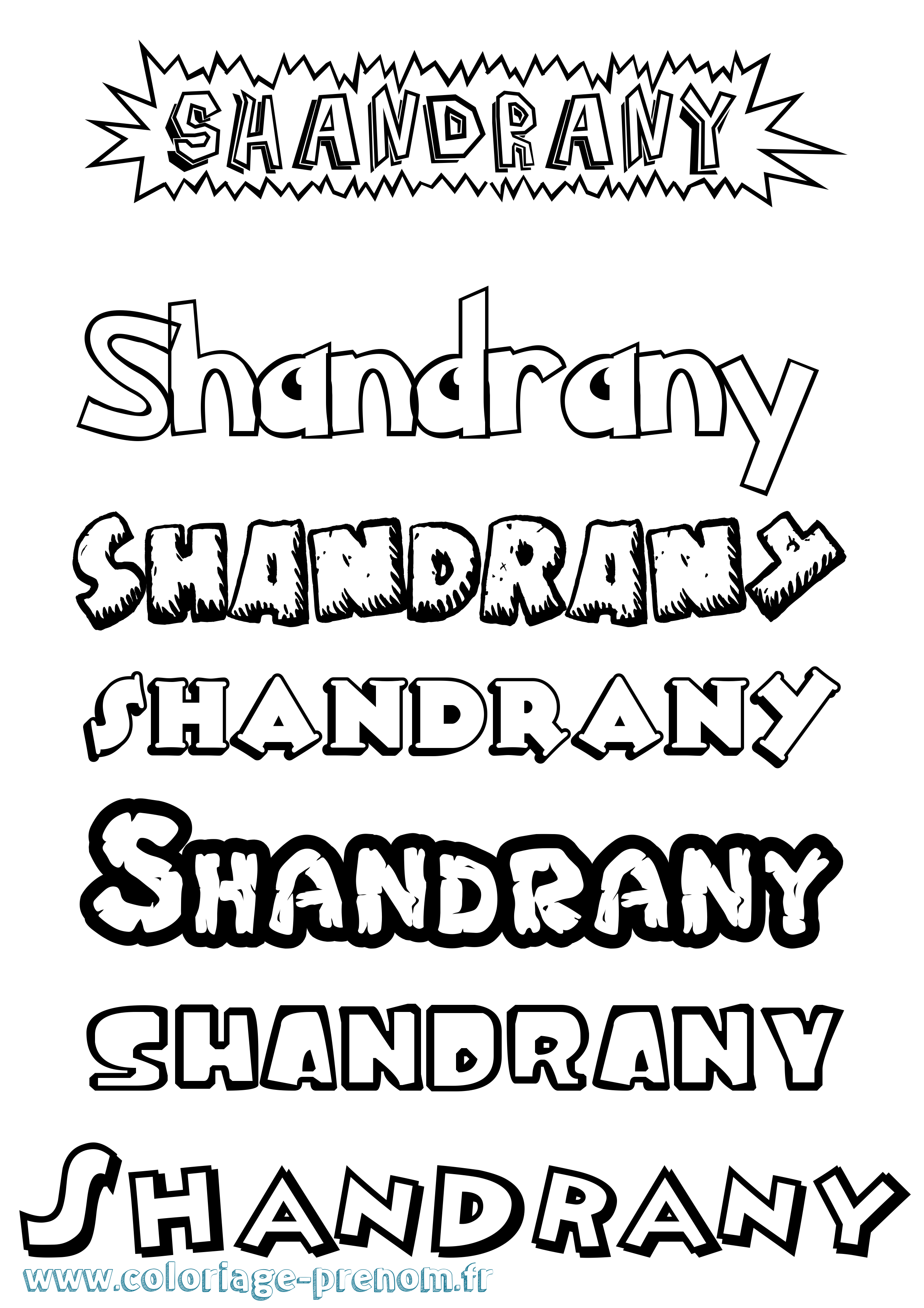 Coloriage Shandrany Dessin Animé Coloriage prénom Shandrany Dessin Animé