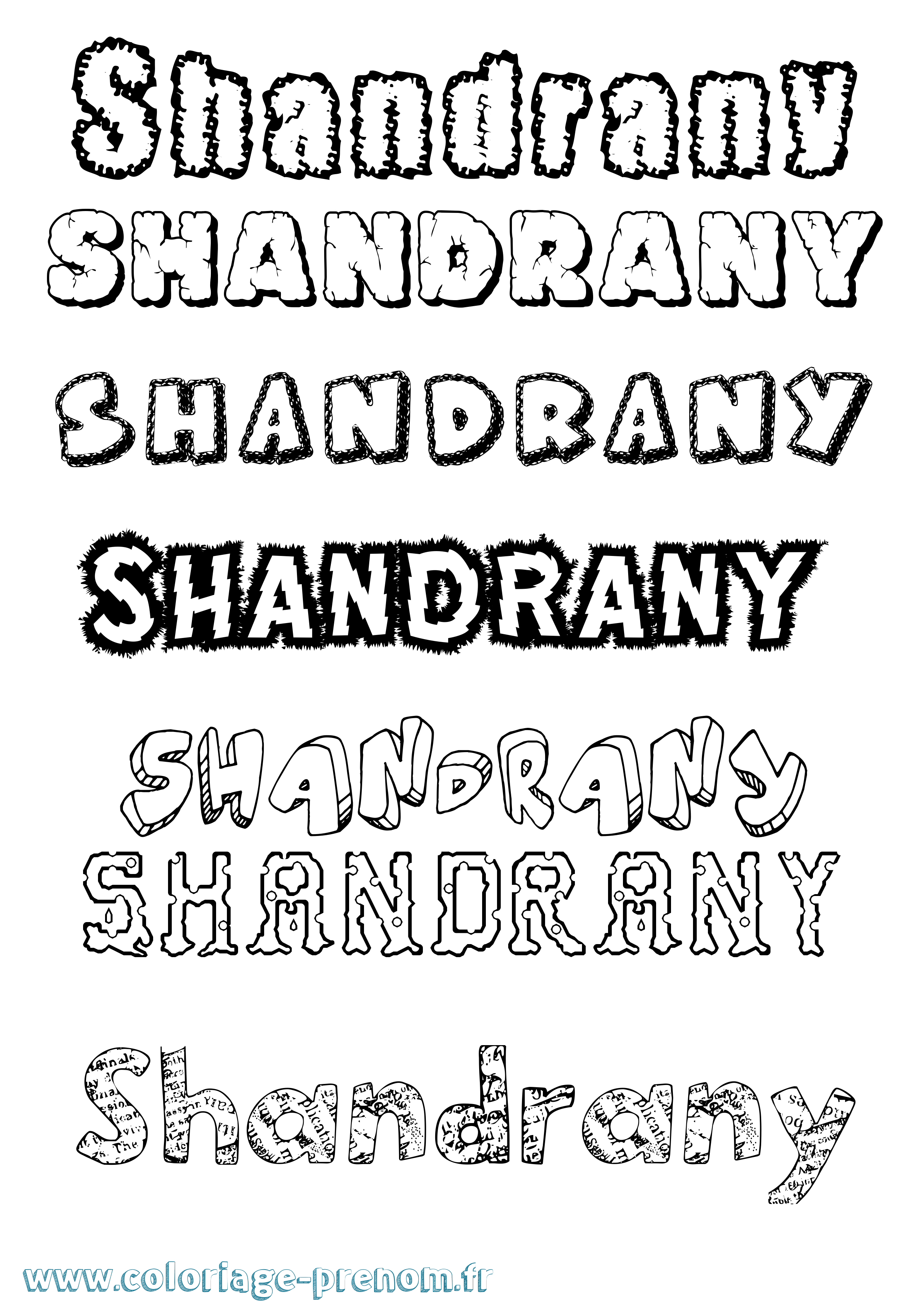 Coloriage Shandrany Destructuré Coloriage prénom Shandrany Destructuré