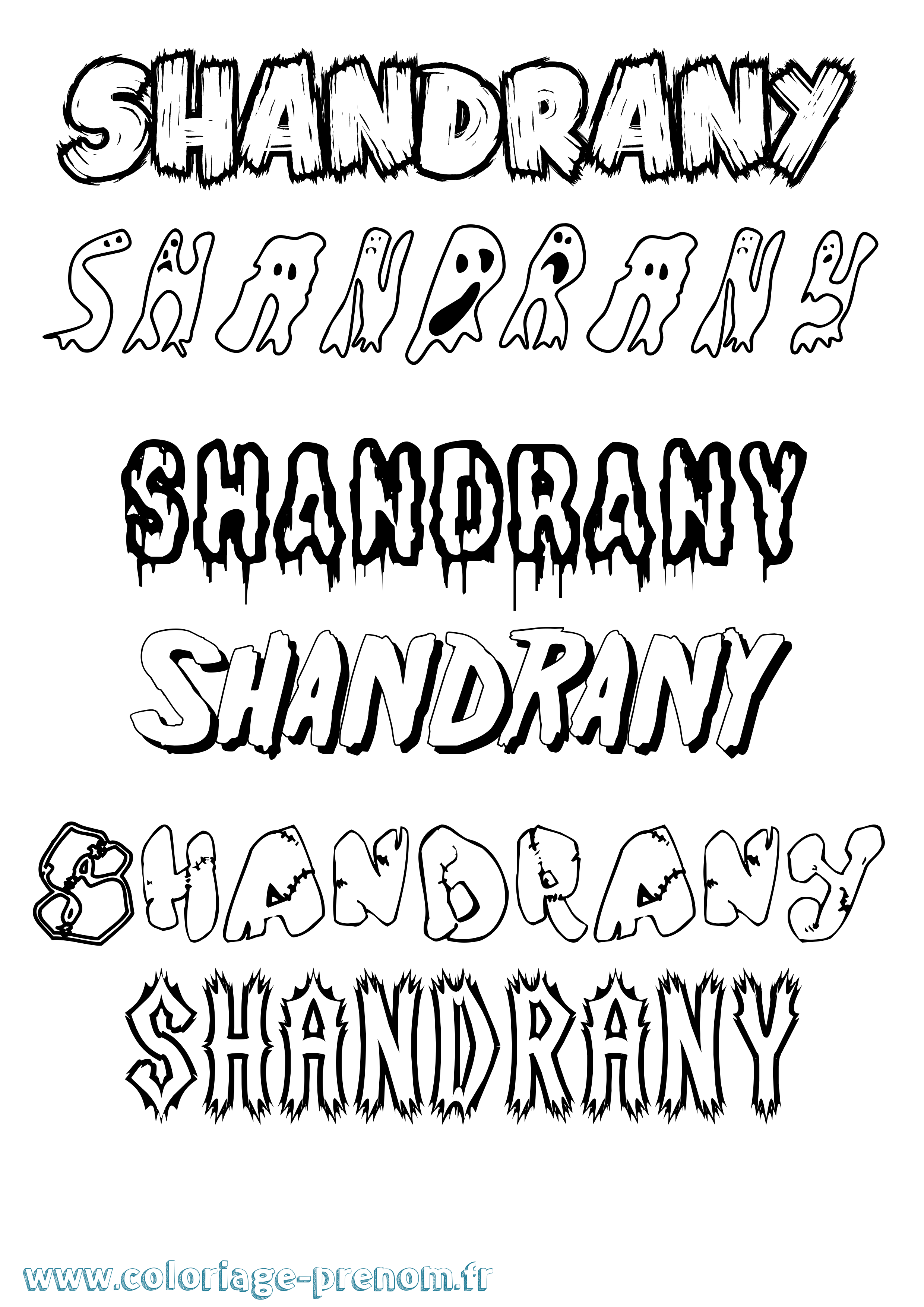 Coloriage Shandrany Frisson Coloriage prénom Shandrany Frisson