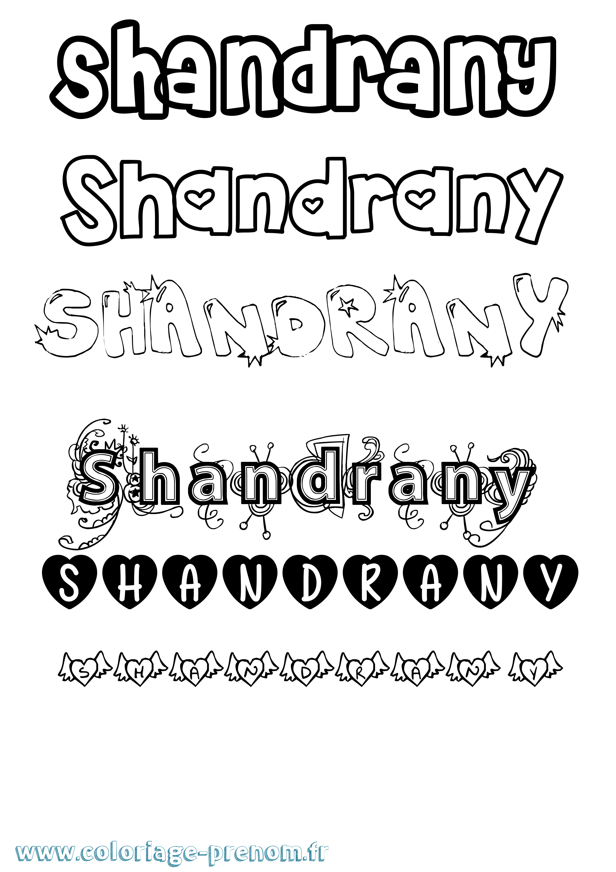 Coloriage Shandrany Girly Coloriage prénom Shandrany Girly